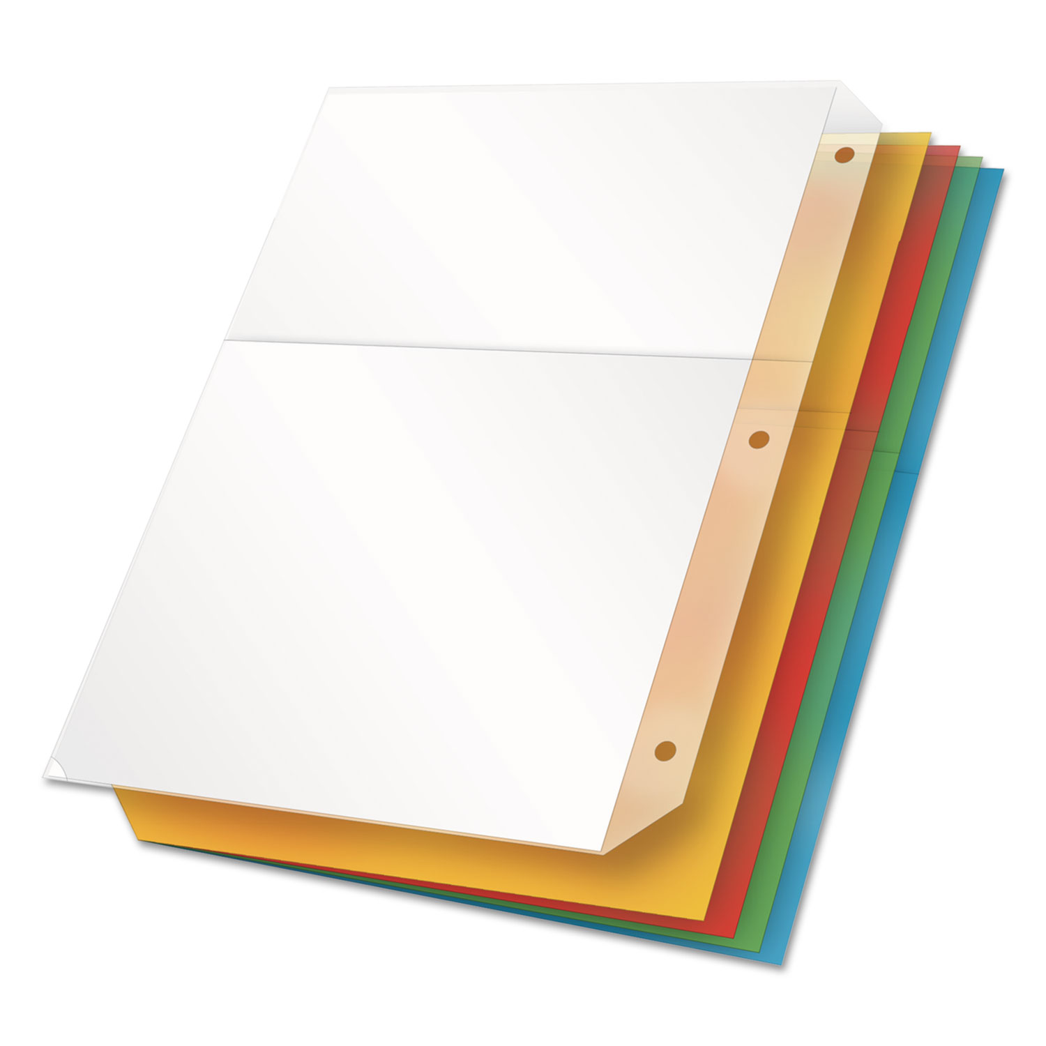 Cardinal Ring Binder Poly Pockets, Assorted, 8.5 x 11 - 5 pack