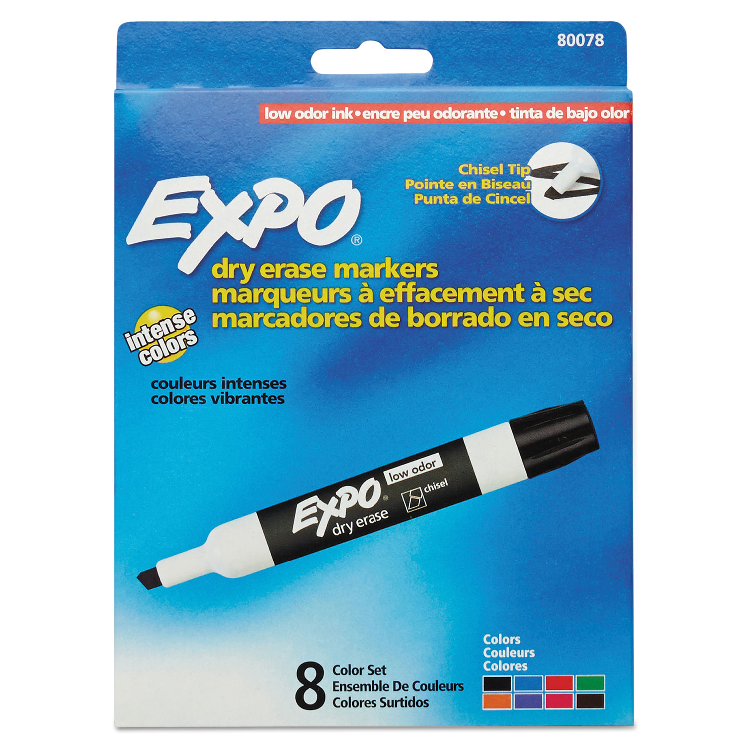 EXPO Low Odor Dry Erase Markers Chisel Point Assorted Colors Pack Of 12 -  Office Depot