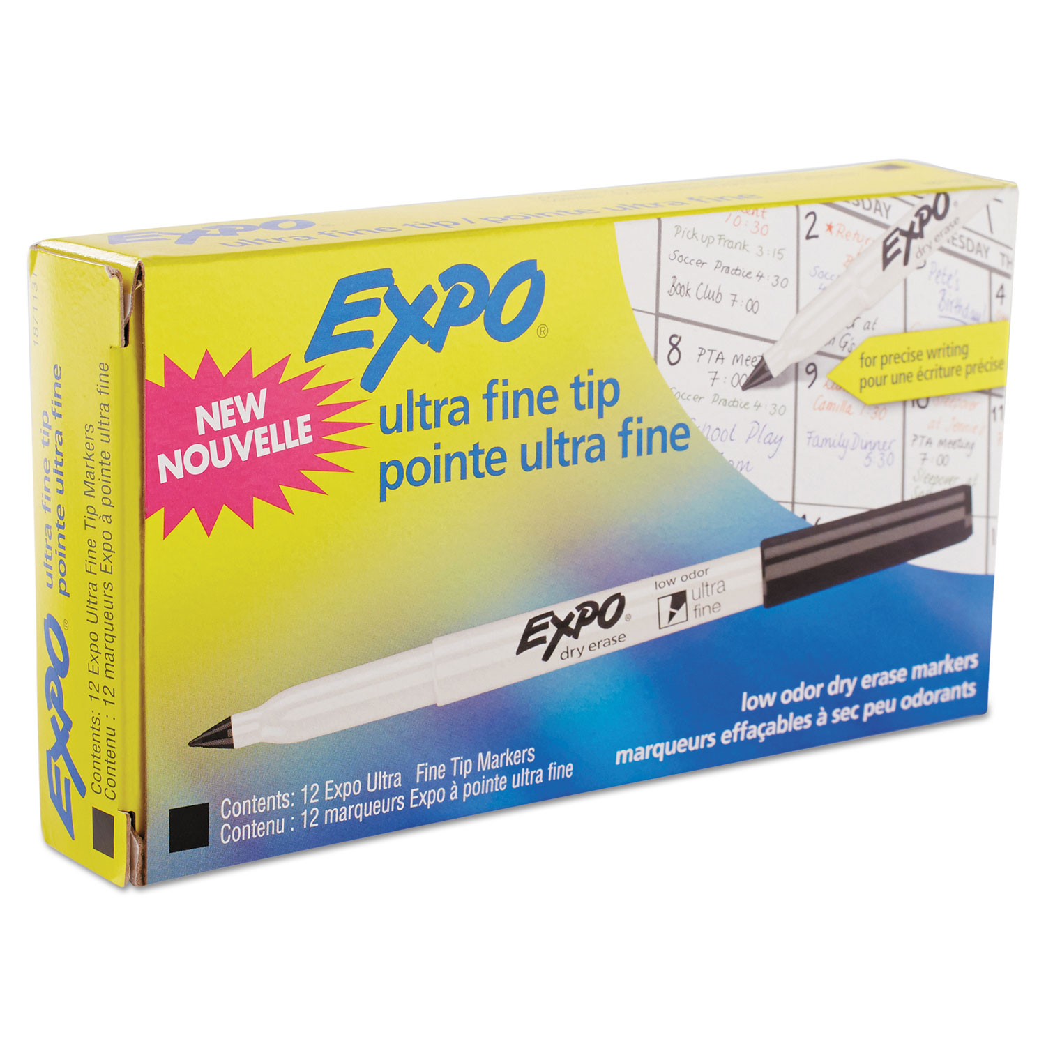 Low-Odor Dry Erase Marker Office Pack Extra-Fine Needle Tip, Black, 36/Pack  