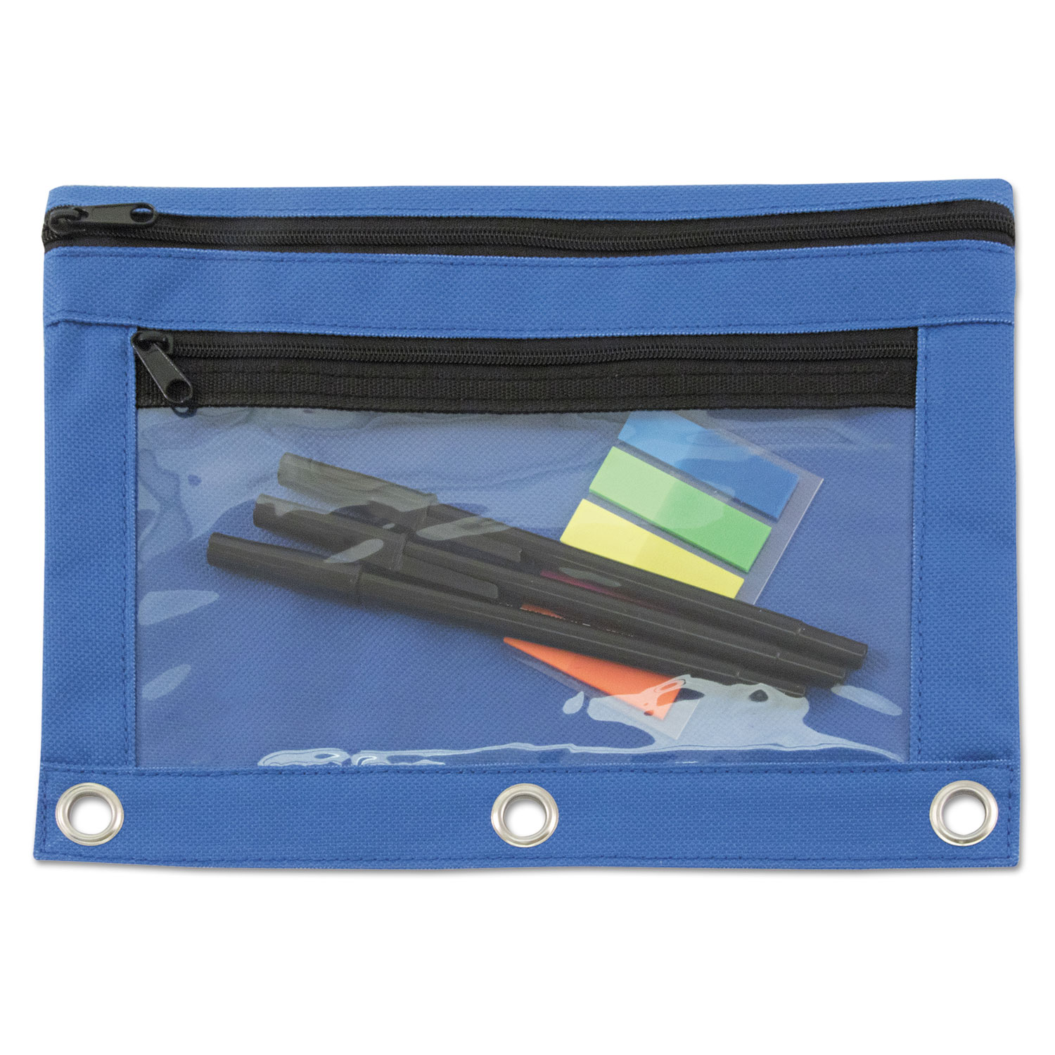 Binder Pencil Pouch, 10 x 7.38, Black/Clear