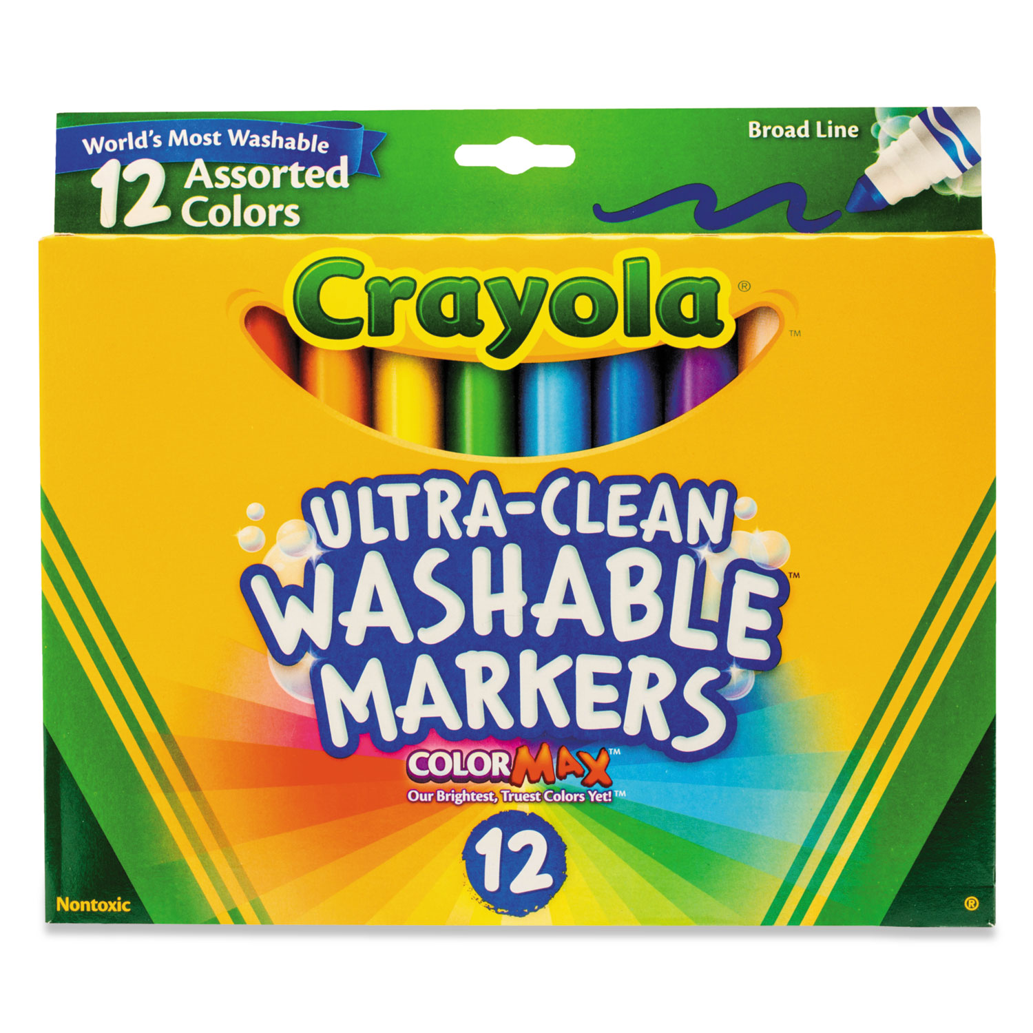 Crayola Ultra-Clean Washable Bulk Markers, Blue, Pack of 12