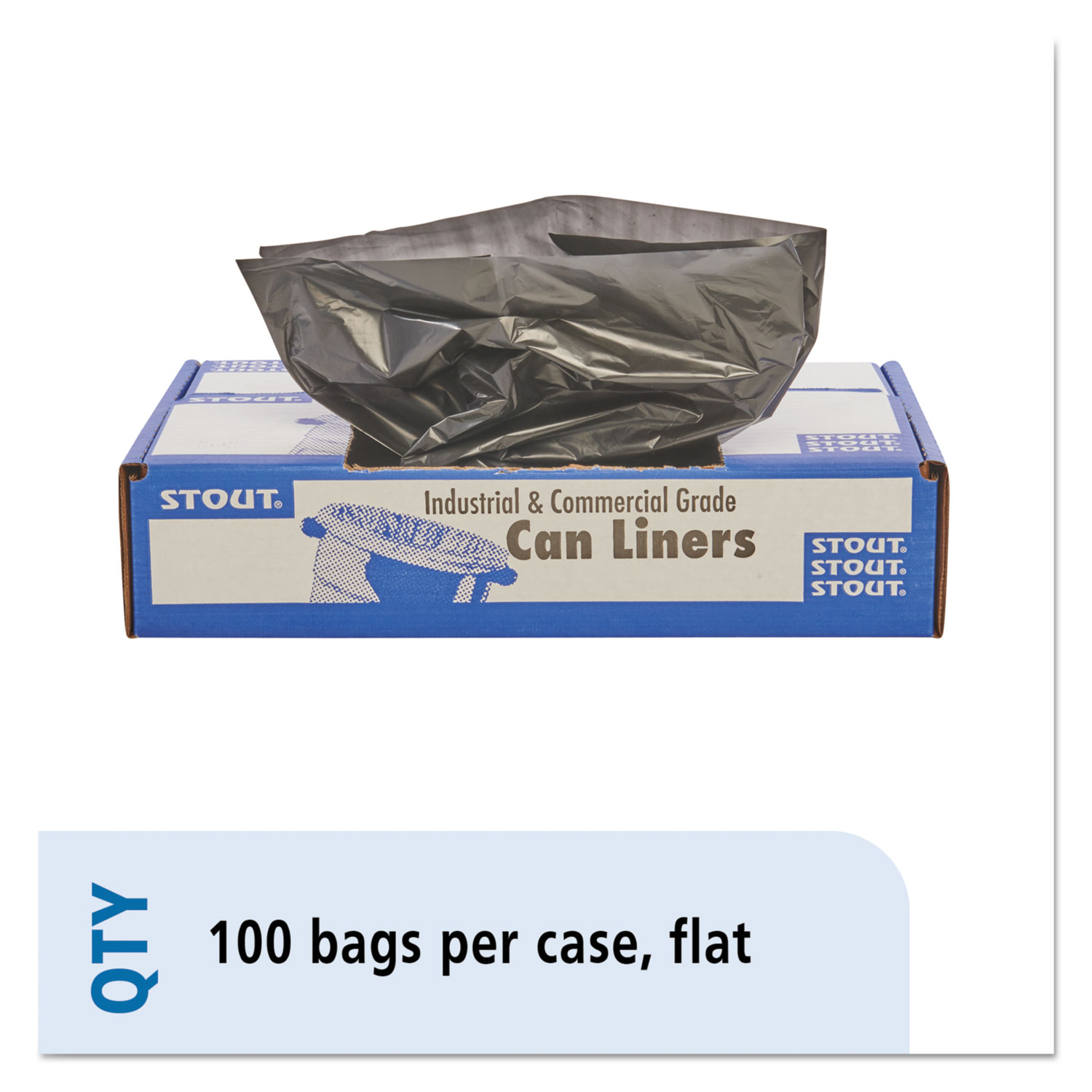 Stout, STOT3860B15, Recycled Content Trash Bags, 100 / Carton, Brown