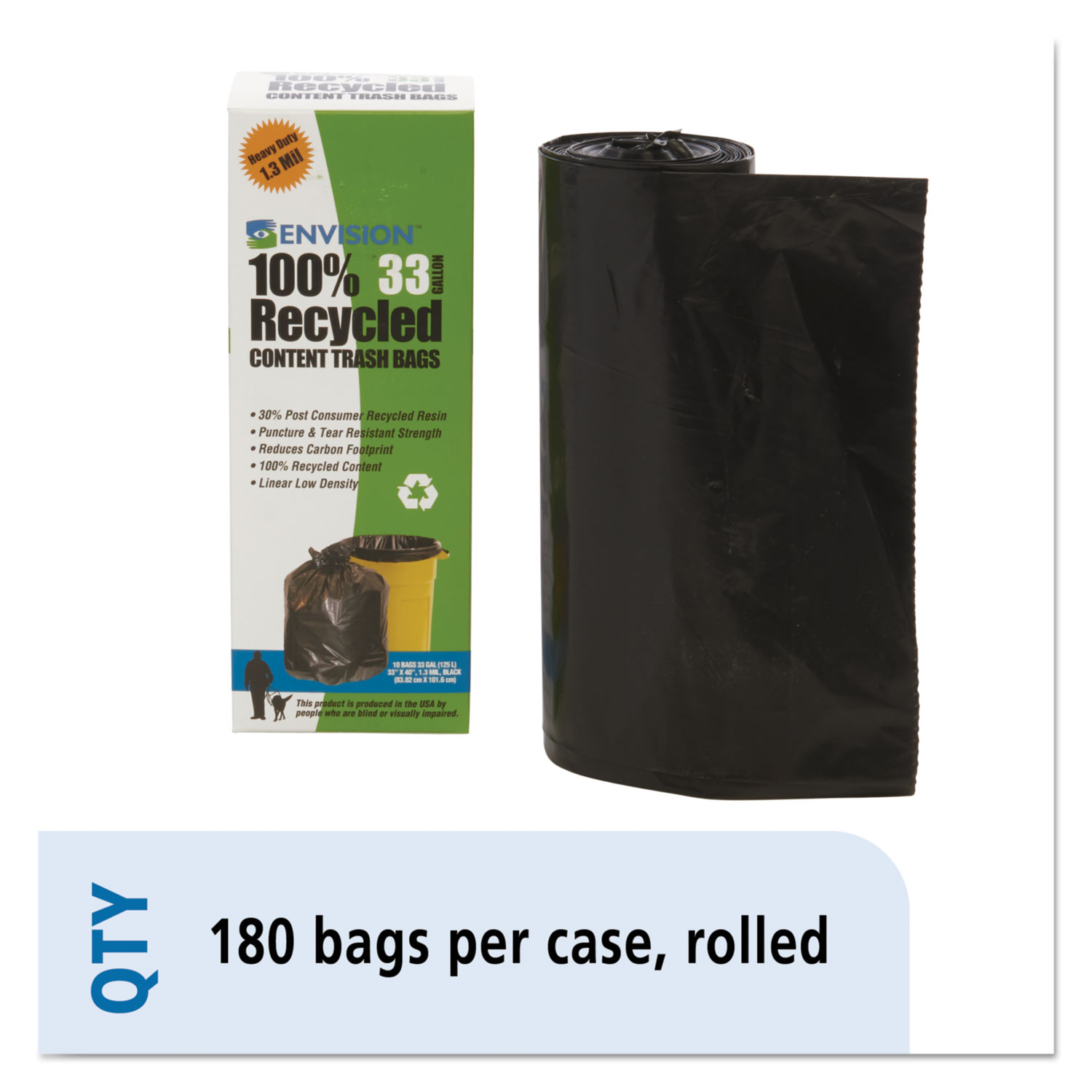 Stout, STOT3860B15, Recycled Content Trash Bags, 100 / Carton, Brown