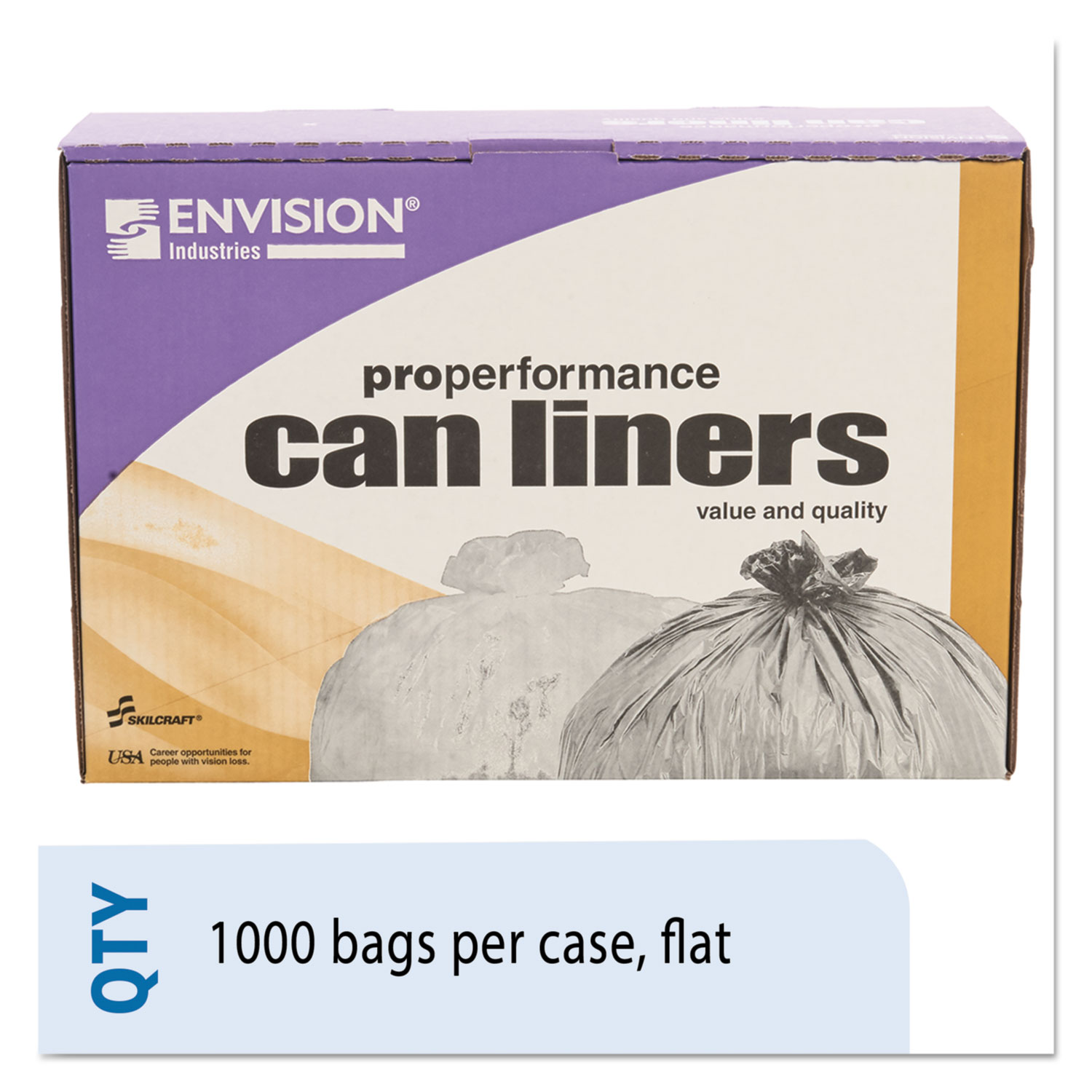 7-10 Gallon Can Liner, 24 x 24, 8 Mic, High Density, Natural (1000/Case)