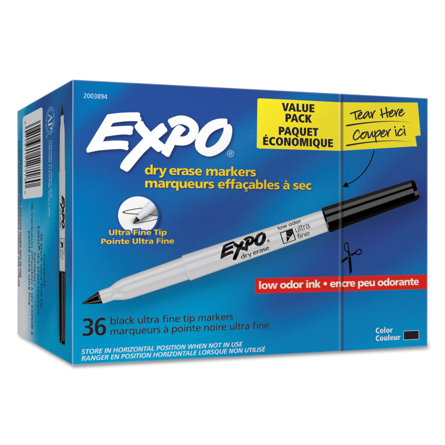 EXPO Low Odor Ultra Fine Tip Dry Erase Markers Black Pack Of 36 - Office  Depot