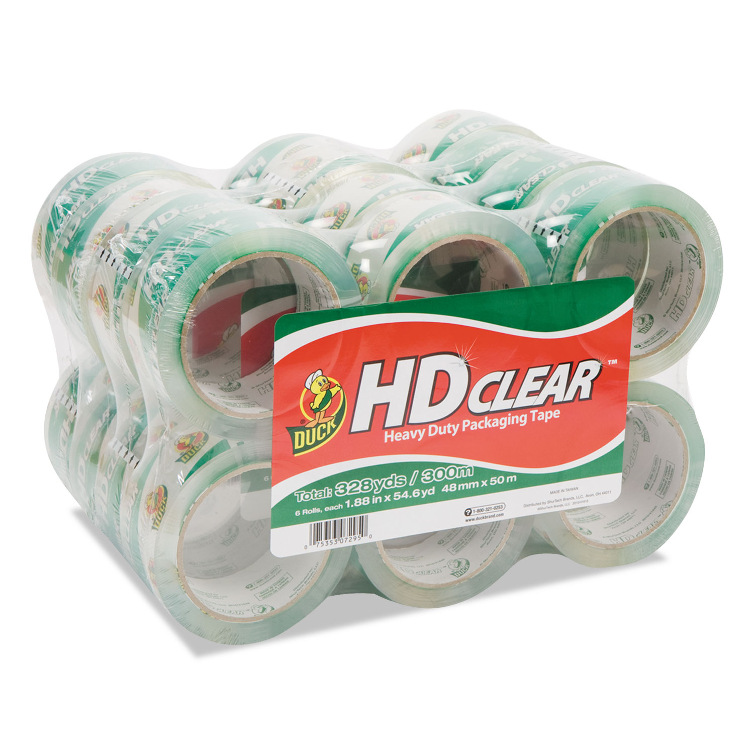 Duck Heavy-Duty Carton Packaging Tape, 1.88 x 55yds, Clear, 24-Pack