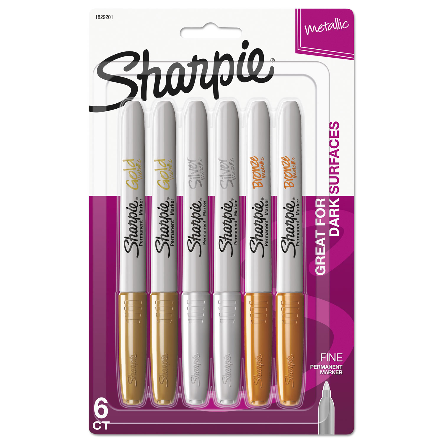 Sharpie Metallic Permanent Markers, Assorted - 6 pack