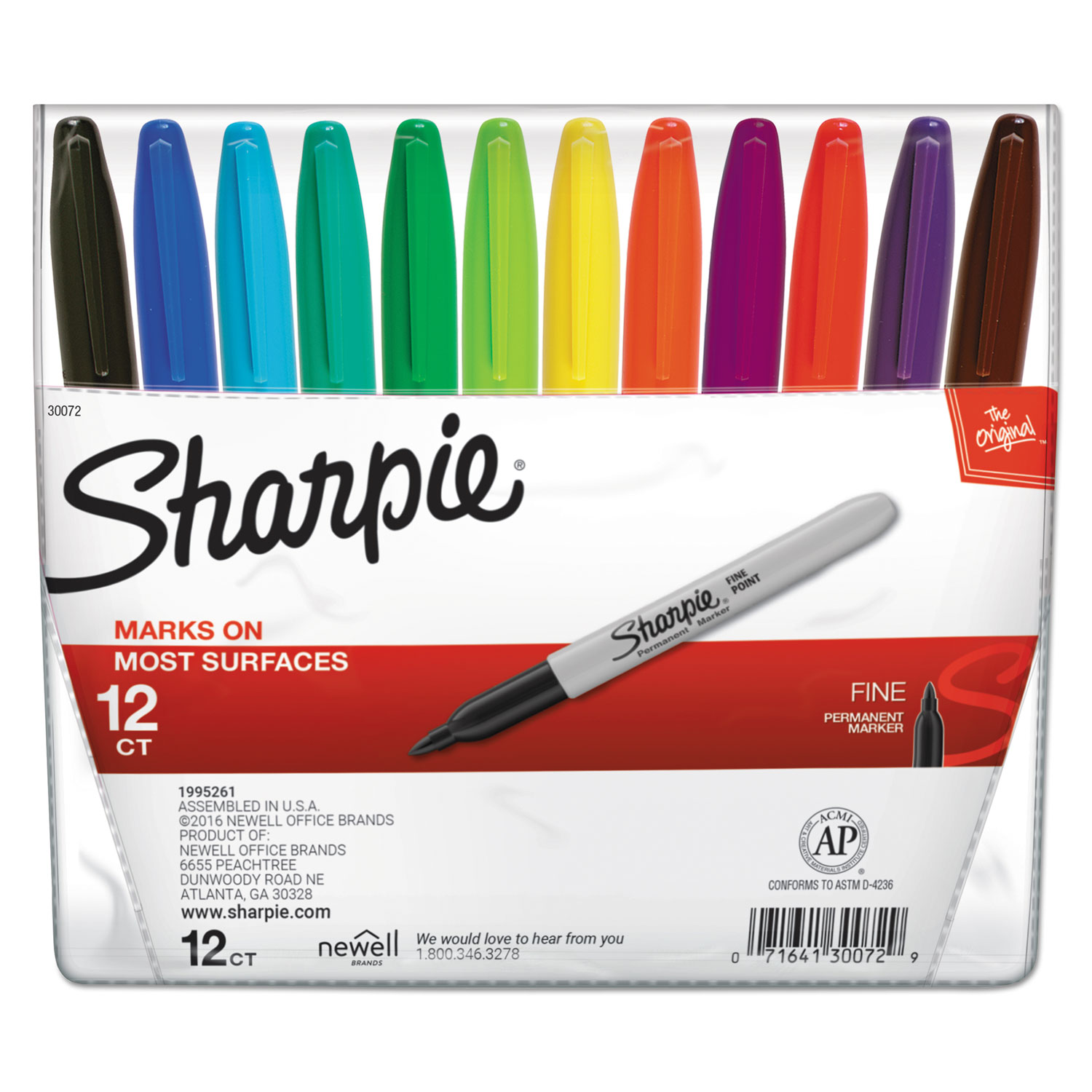 Sharpie Fine Tip Permanent Marker, Assorted Colors, 36/Pack