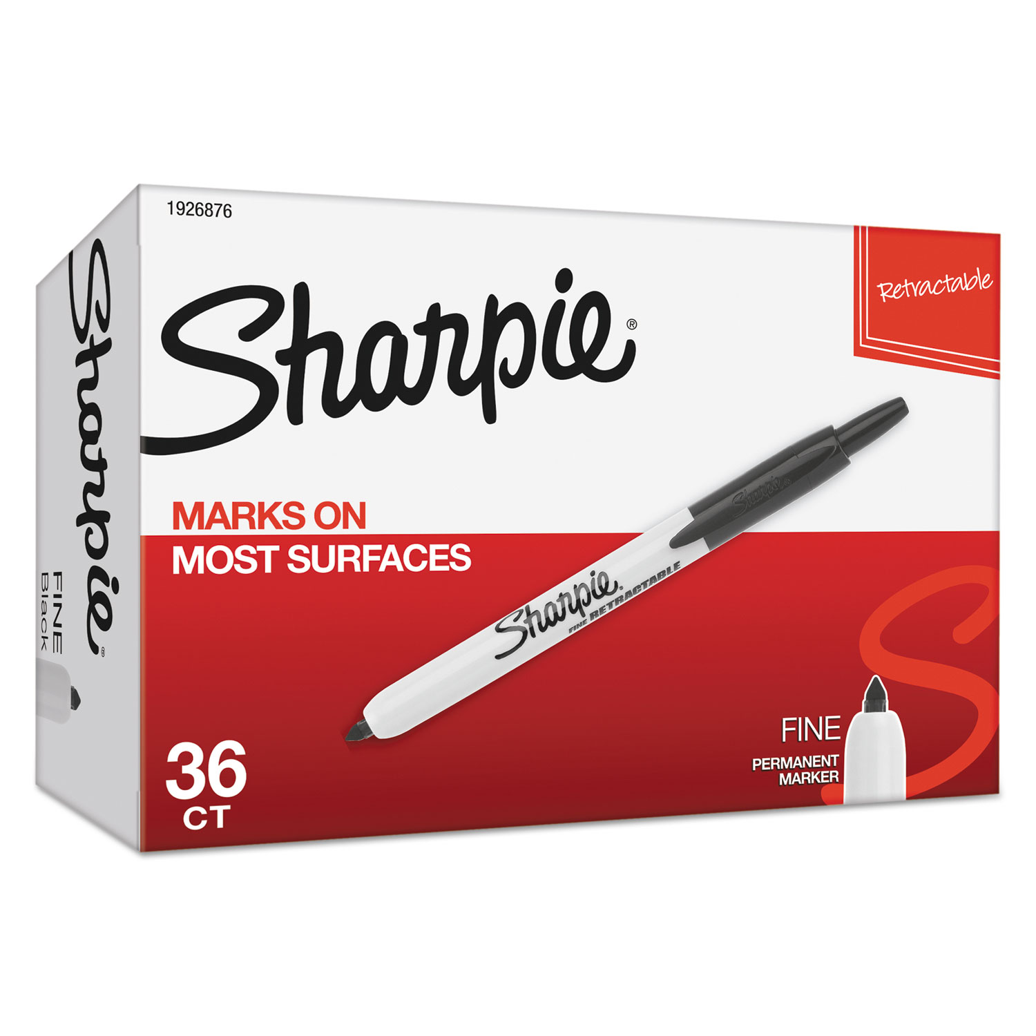 Sharpie Fine Retractable Permanent Marker - Black (Pack of 12)