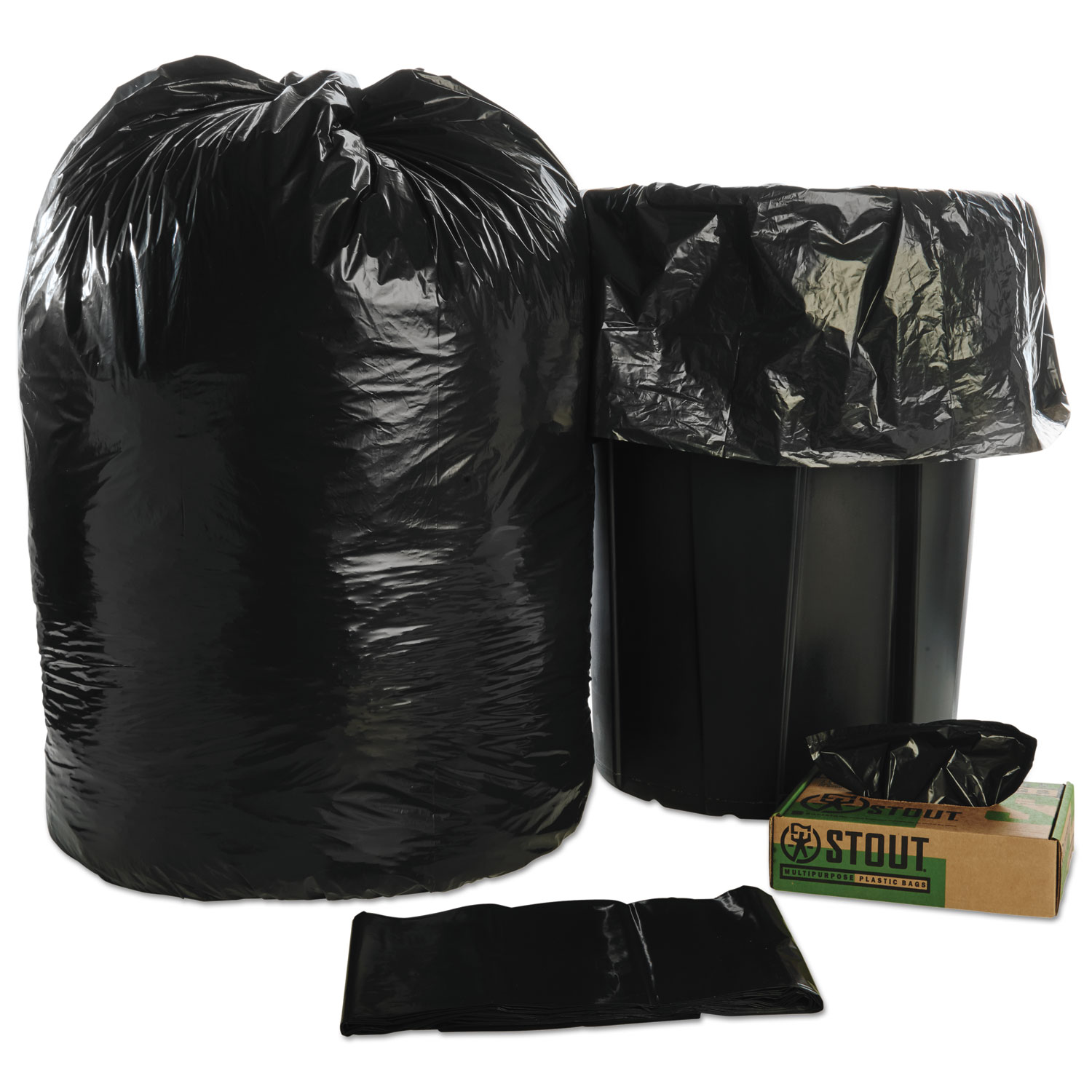 65 Gallon 1.5mil 50'X48' Black Heavy Duty Plastic Garbage Can