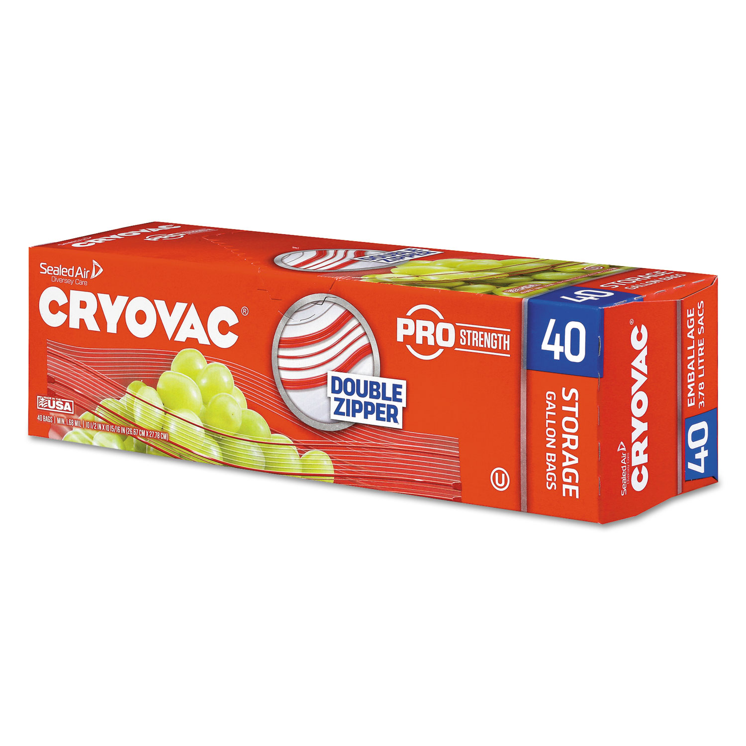 CRYOVAC Resealable Double Zipper Gallon Storage Bags (40 Bags)