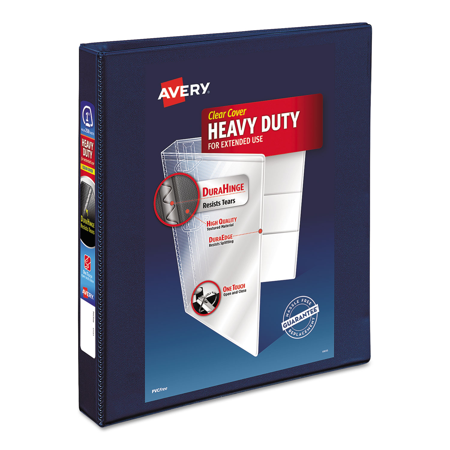 Heavy-Duty View Binder with DuraHinge and One Touch EZD Rings, 3 Rings, 1" Capacity, 11 x 8.5, 