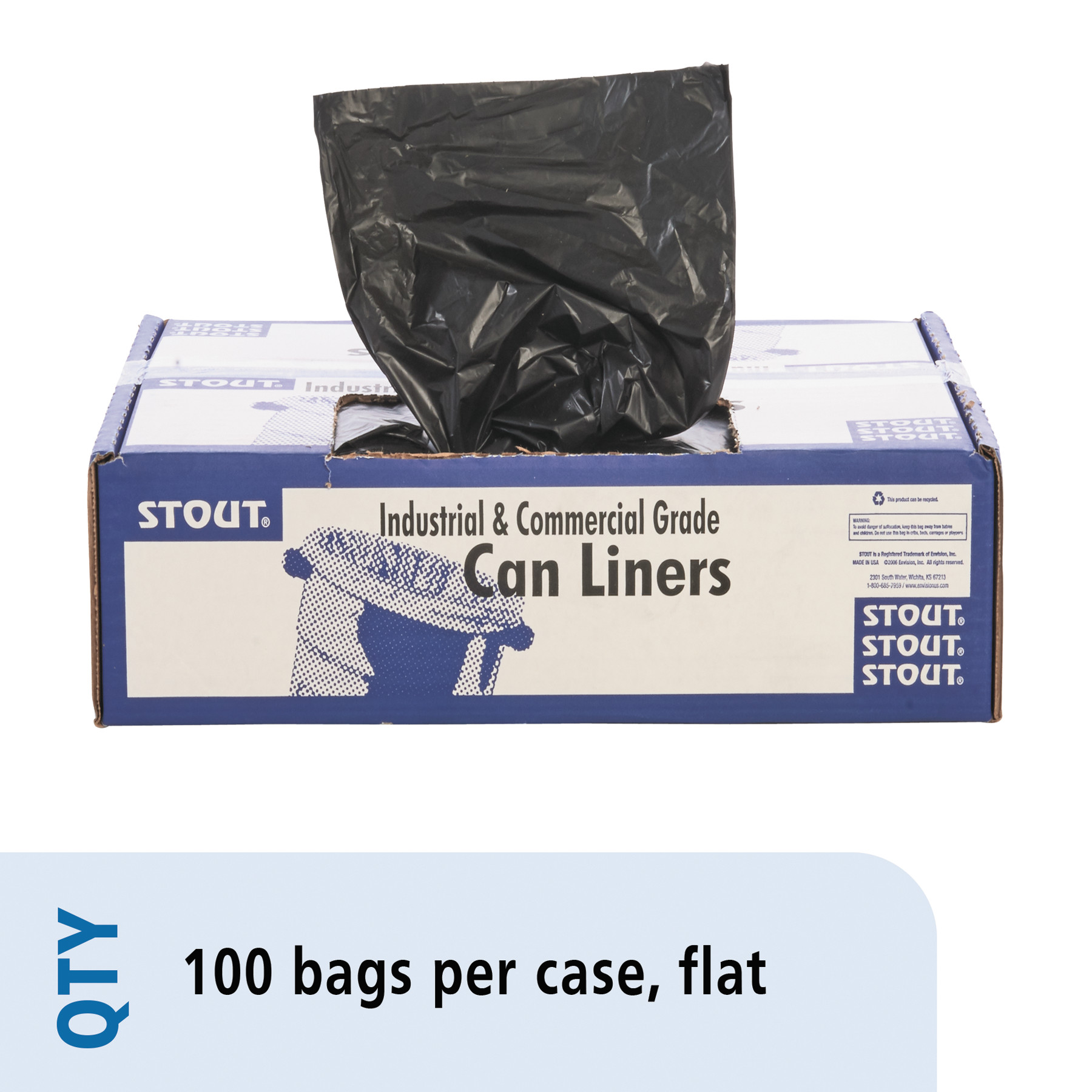 Stout Total Recycled Content Brown Trash Bags, 33 gal, 100 ct