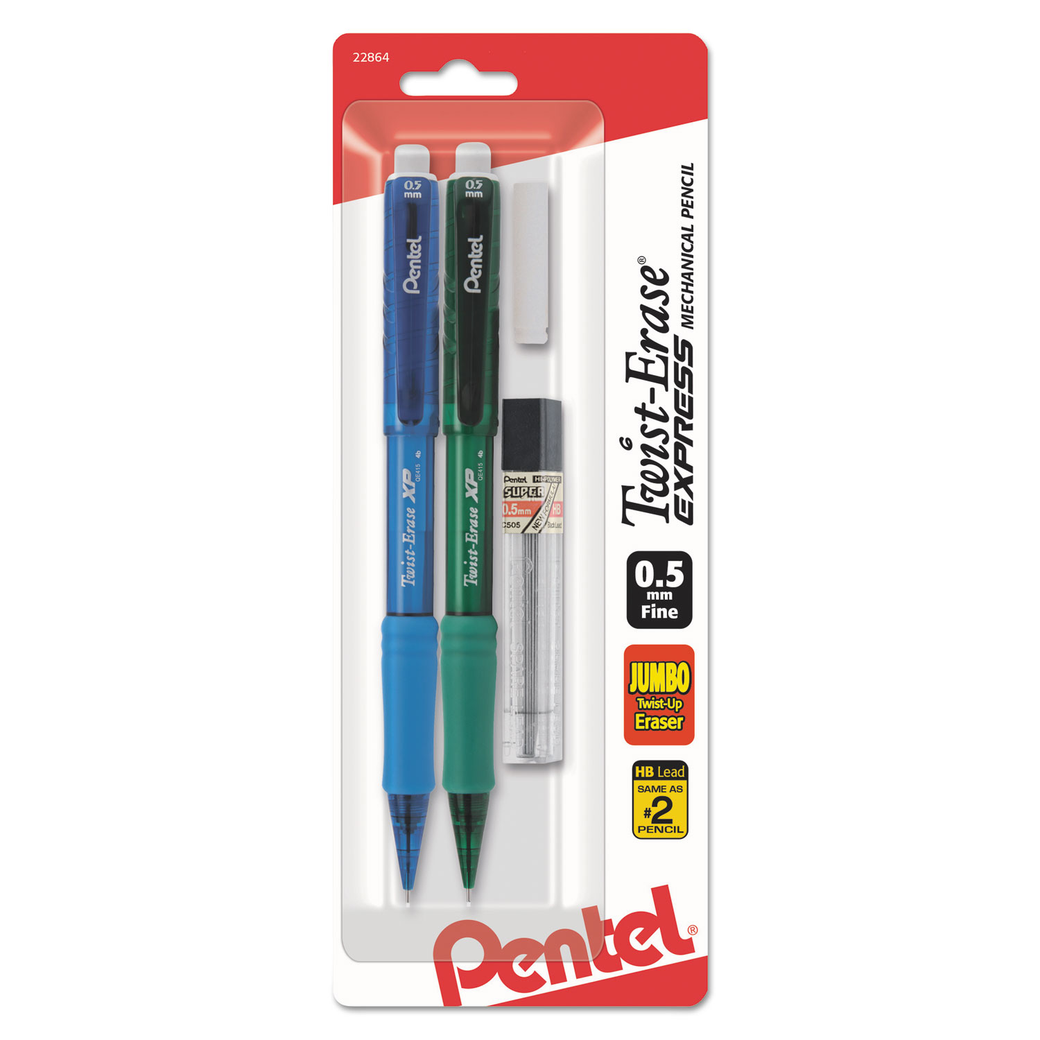 Twist-Erase Express Mechanical Pencil 0.5 mm 2 Pentel PENQE415LEBP2