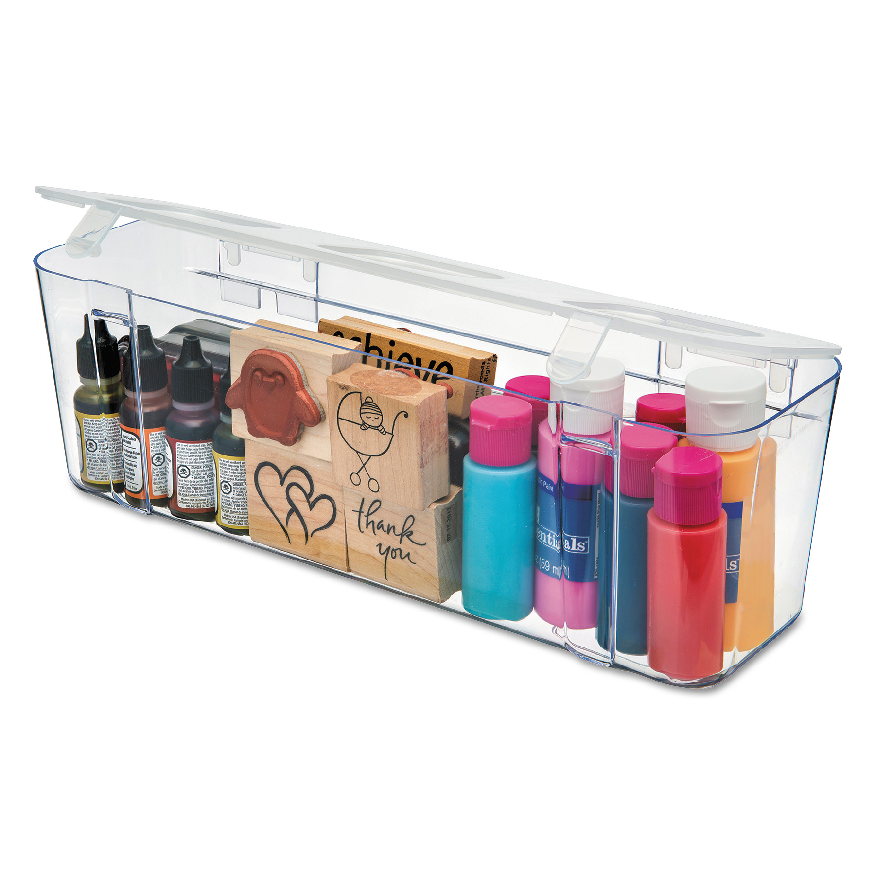 Deflecto Stackable Caddy Organizer Containers Small Clear