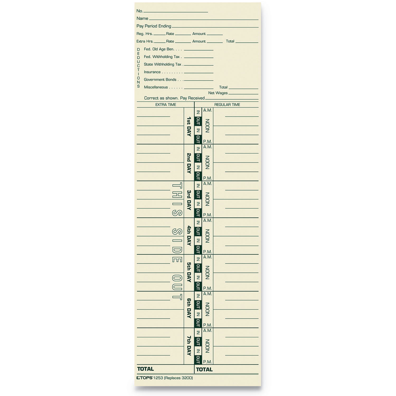 Time Clock Cards, Replacement for 3200, One Side, 3.5 x 10.5, 500/Box Time Clock Cards, Replacement for 3200, One Side, 3.5 x 10.5, 500/Box
