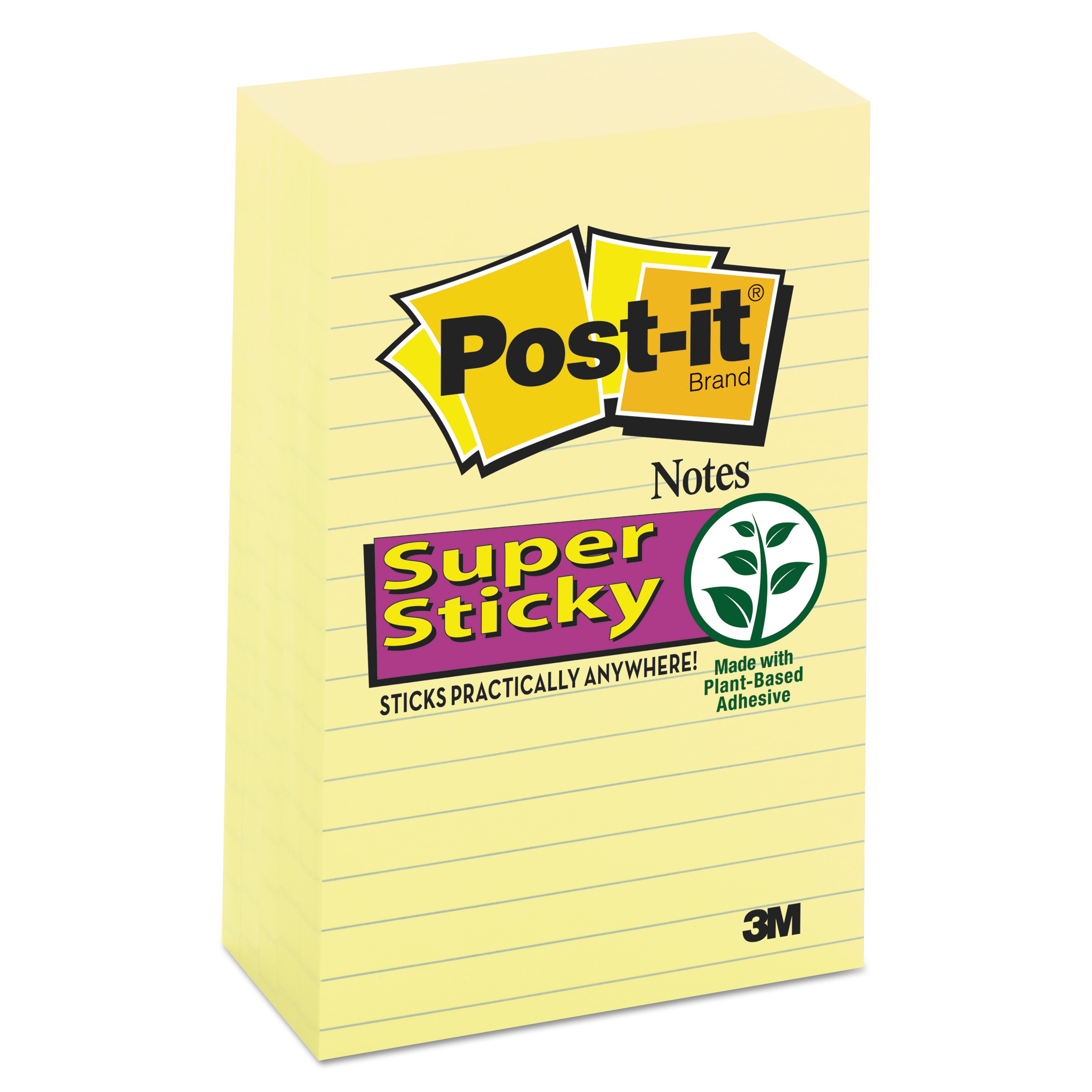 Post it Super Sticky Notes 4 in x 4 in 6 Pads 90 SheetsPad 2x the Sticking  Power Canary Yellow Lined - Office Depot