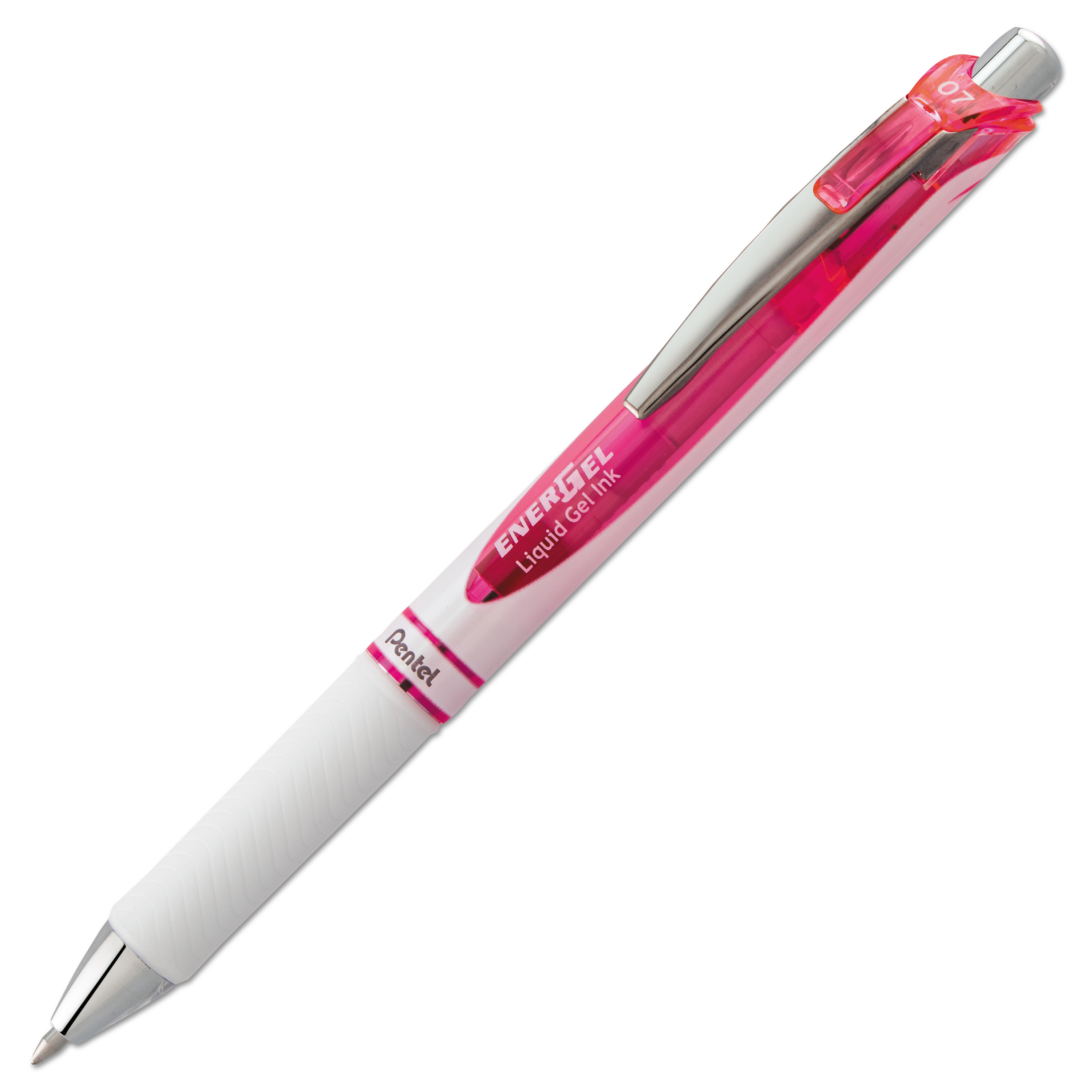 EnerGel RTX Gel Pen, Retractable, Medium 0.7 mm, Pink Ink, White/Pink Barrel