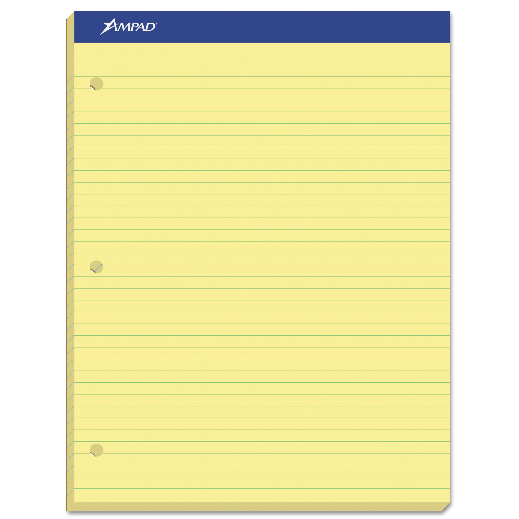 Ampad Double Sheet Pads, Pitman Rule, 8.5 x 11.75, Canary, 100 Sheets