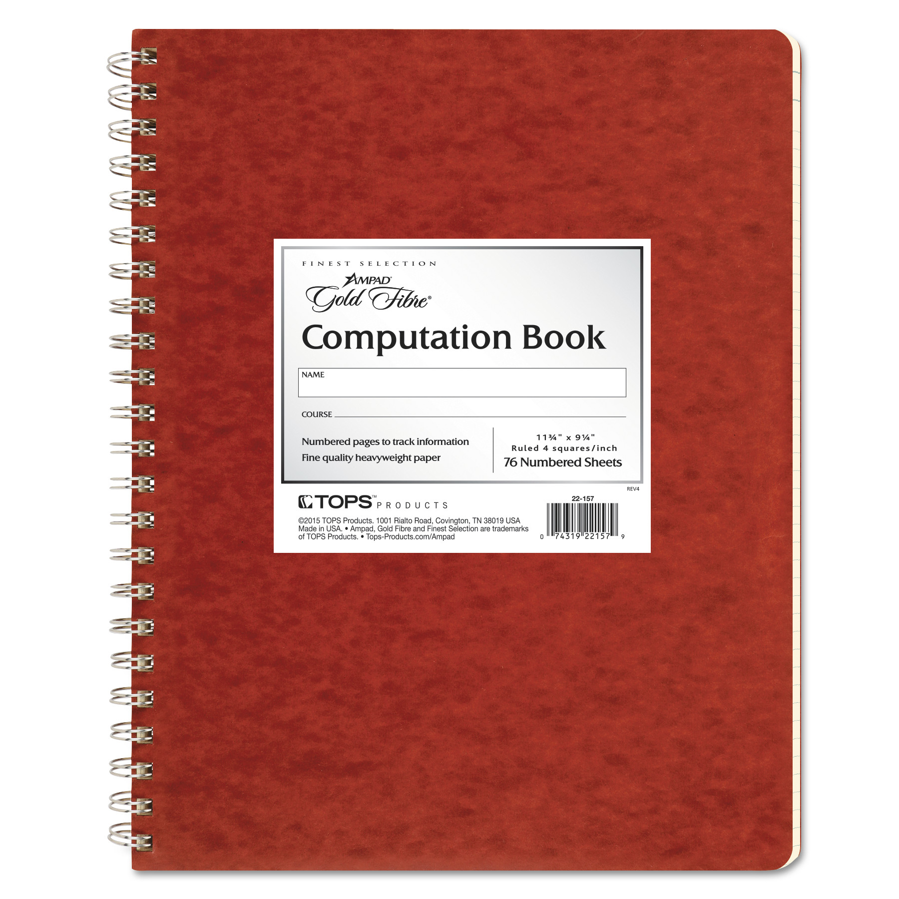 Ampad Computation Book, Quadrille Rule, Antique Ivory, 76 Sheets