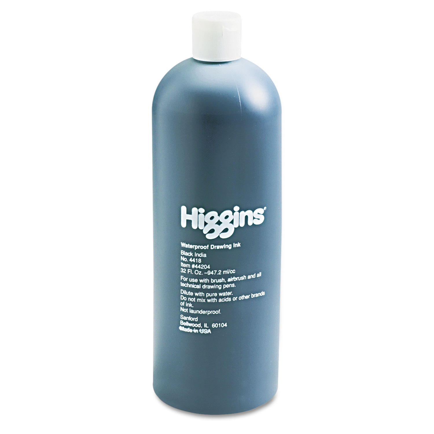 Higgins - Higgins Waterproof India Ink for Art/Technical Pens, Black, 32 oz Bottle, Sold as 1 EA Higgins - Higgins Waterproof India Ink for Art/Technical Pens, Black, 32 oz Bottle, Sold as 1 EA