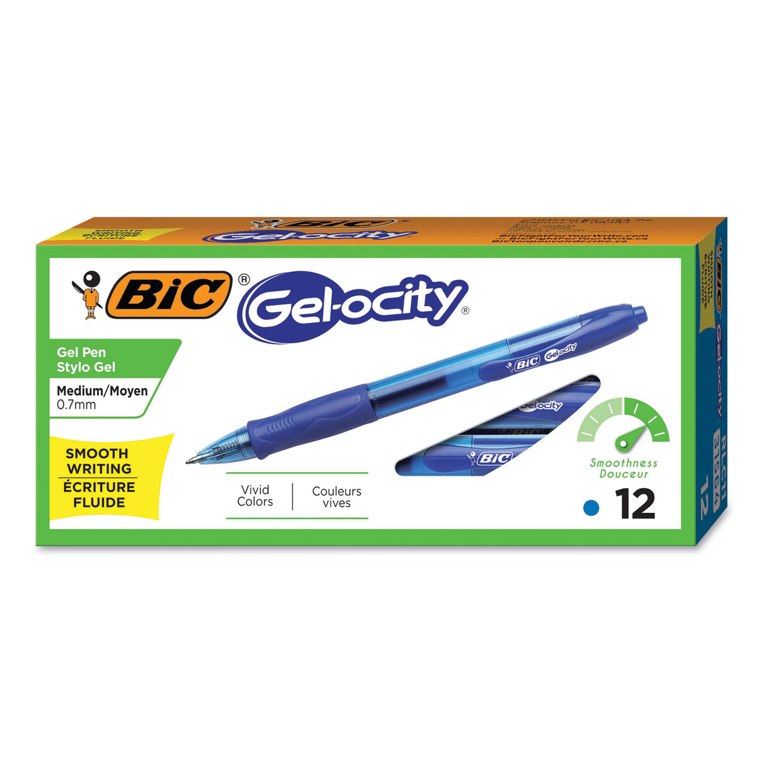 Bic Super Smooth Gel-ocity Gel Pens, Bulk Pack of 24 Ink Pens, 12 Black and 12 Blue Retractable Gel Pens, Medium Point 0.7 mm, 24-Count