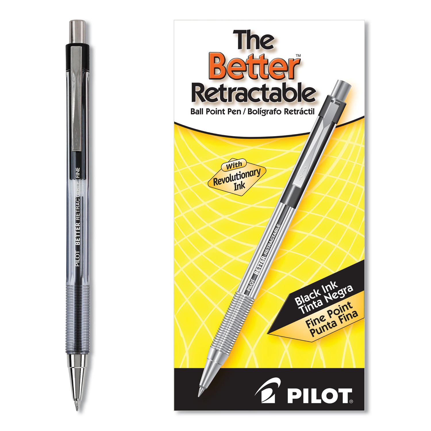 Pilot Better Retractable Ballpoint Pens Fine Point 0.7 mm Translucent Black  Barrel Black Ink Pack Of 12 - Office Depot