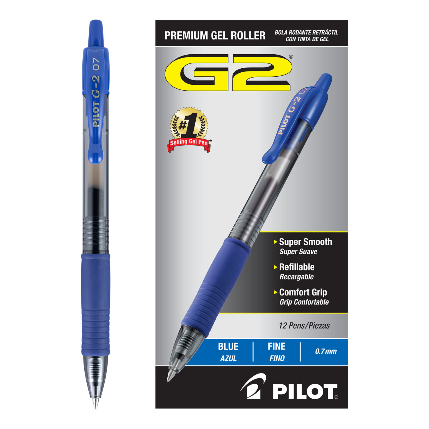  Pilot G2 Retractable Premium Gel Ink Roller Ball Pens Fine Pt,  Navy Blue, Pack Of 6 : Office Products