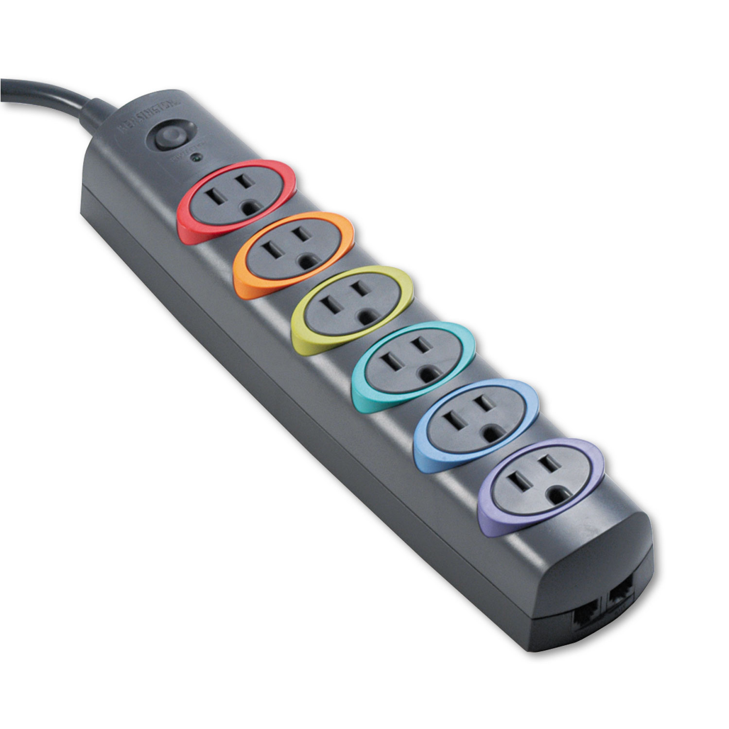 SmartSockets Color-Coded Strip Surge Protector, 6 AC Outlets, 6 ft Cord, 670 J, Black SmartSockets Color-Coded Strip Surge Protector, 6 AC Outlets, 6 ft Cord, 670 J, Black