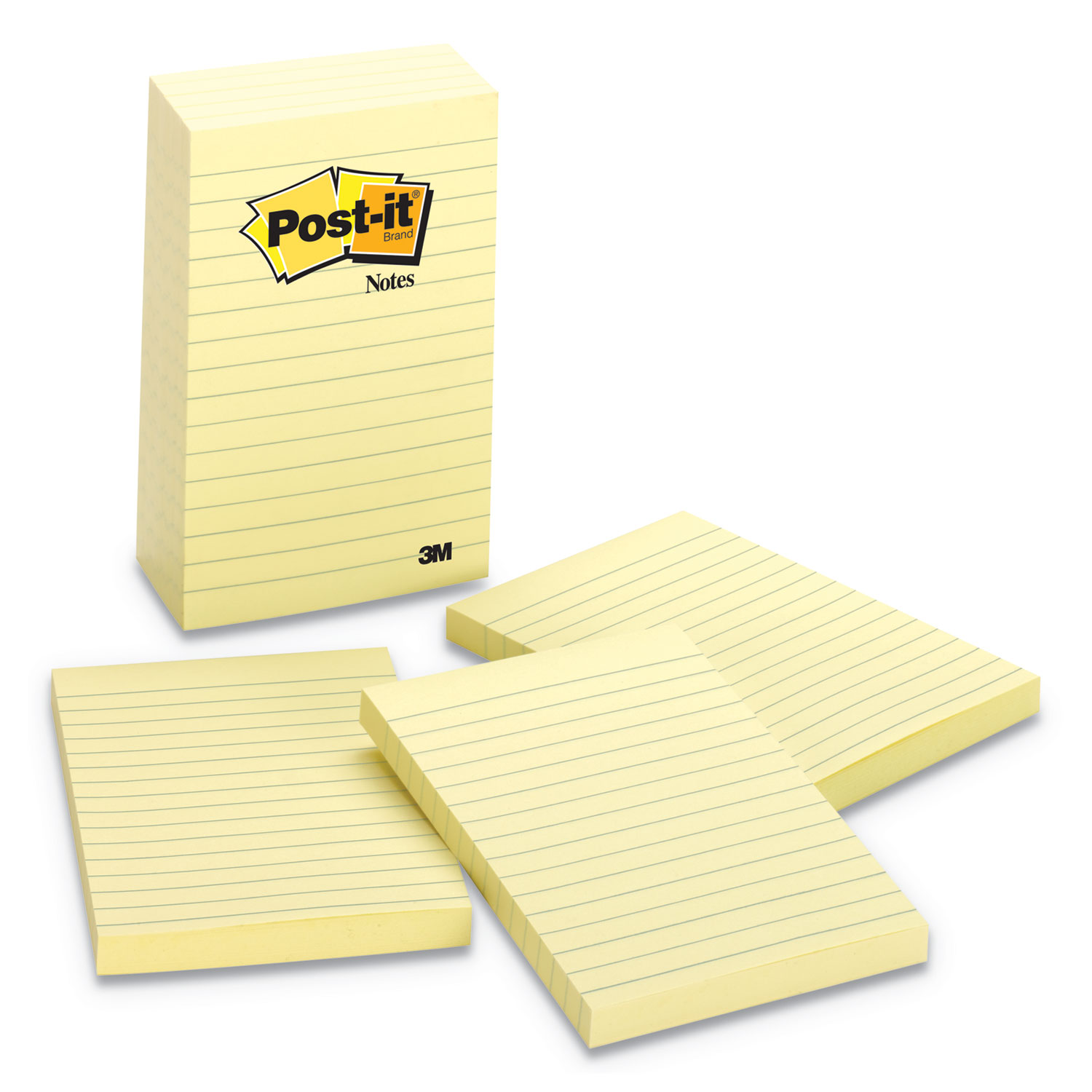 Post-it Super Sticky Notes, 4 in x 4 in, Canary Yellow, Lined, 3 Pads/Pack