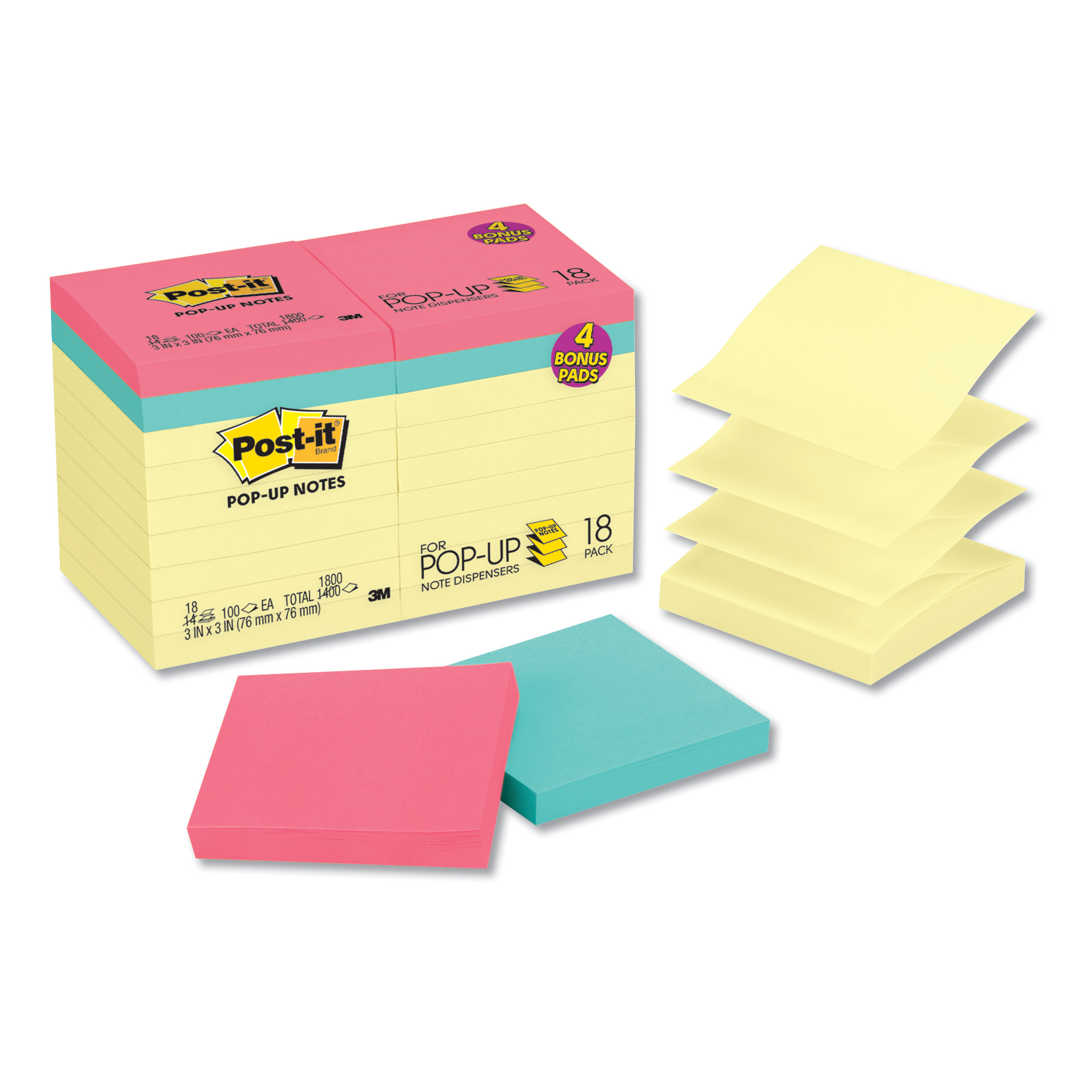 Post-it Notes, 1 3/8 x 1 7/8, Cape Town Collection, 18 Pads, 100 Sheets  Per Pad