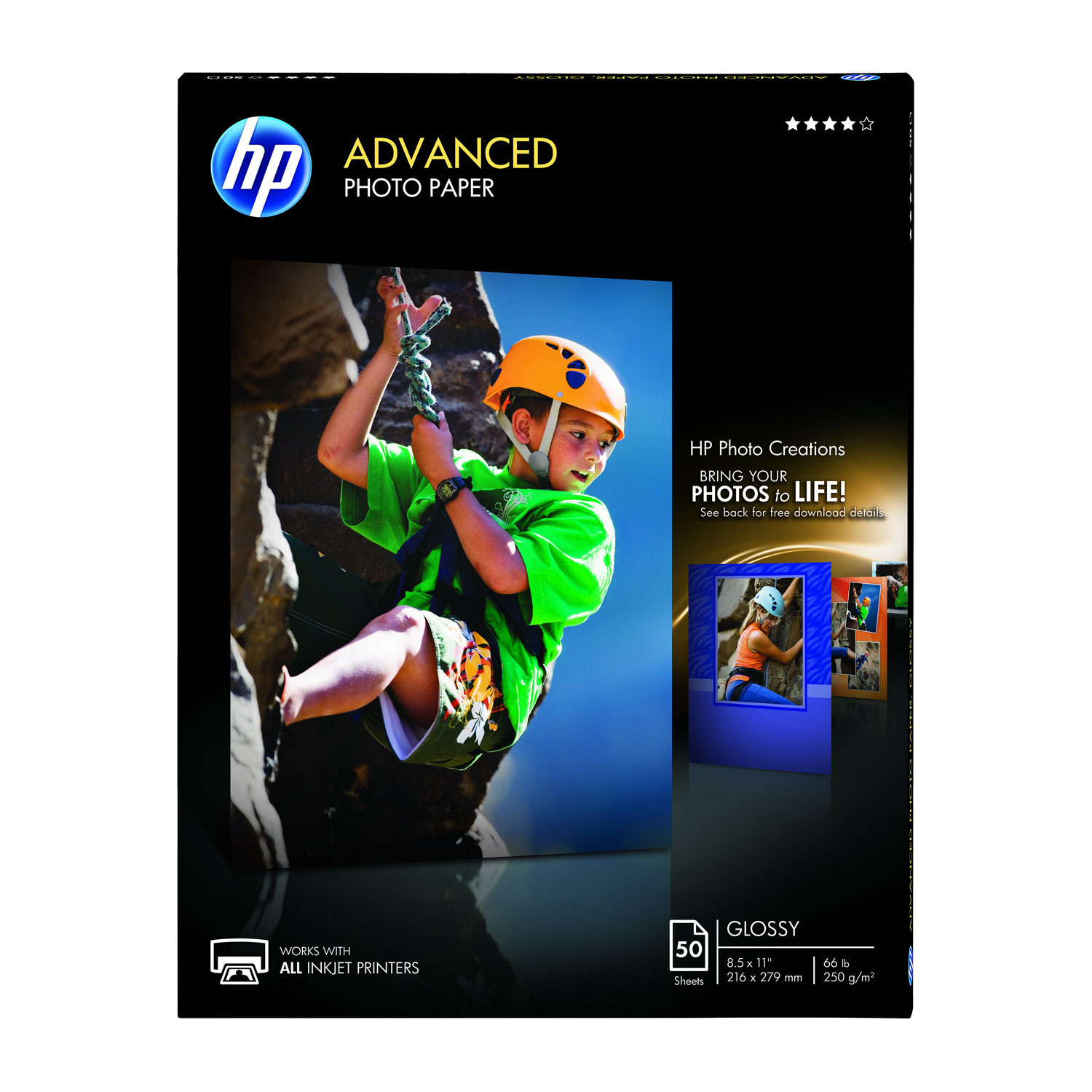 Advanced Photo Paper, 10.5 mil, 8.5 x 11, Glossy White, 50/Pack Advanced Photo Paper, 10.5 mil, 8.5 x 11, Glossy White, 50/Pack