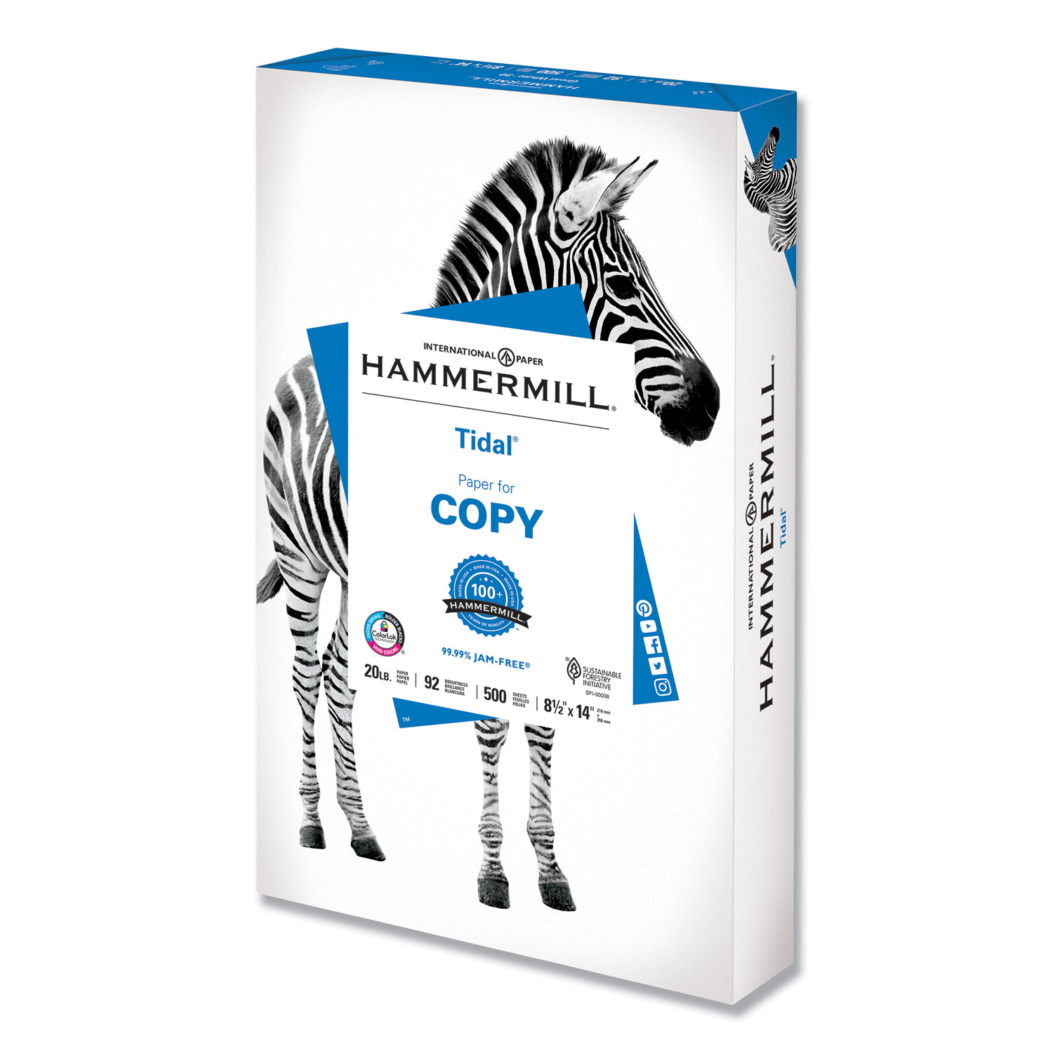 Hammermill Tidal Print Paper, 92 Bright, 20lb, 8.5 x 11, White, 500 Sheets/Ream, 10 Reams/Carton