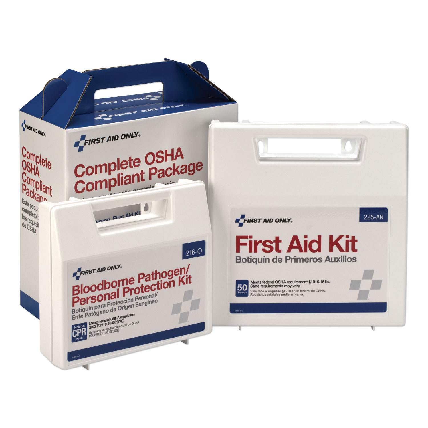 50 Person First Aid Kit, Plastic Case with Dividers 225-AN