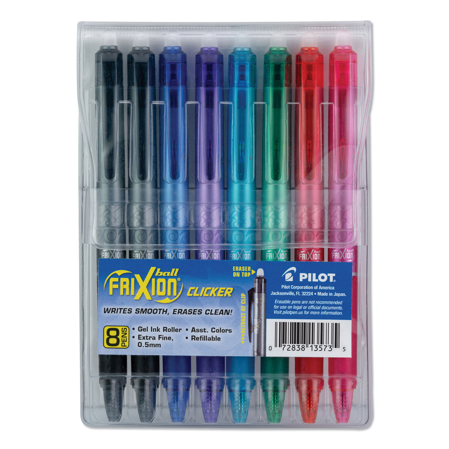 Pilot FriXion Ball Clicker Erasable Pen - Black 0.5 mm 3 Pack