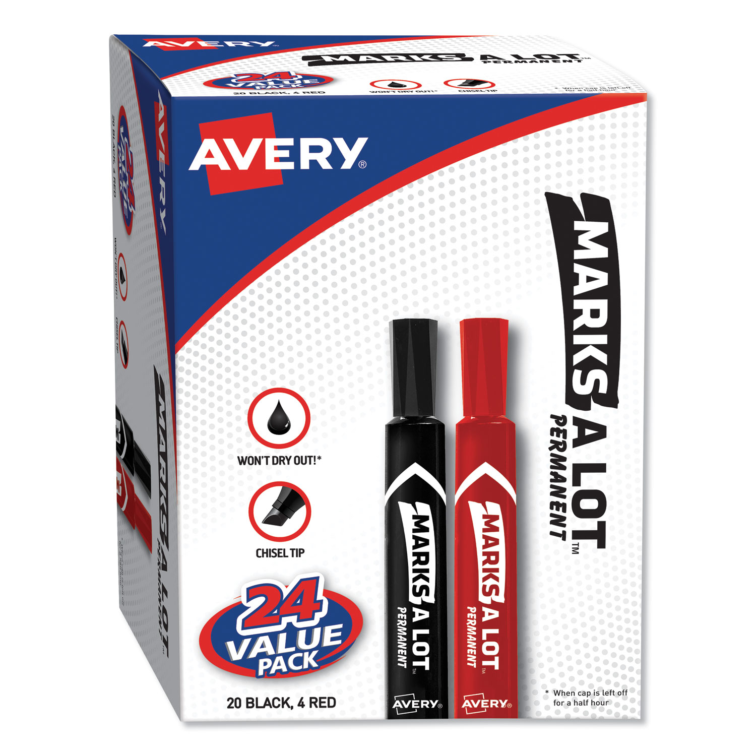 MARKS A LOT Large Desk-Style Permanent Marker Value Pack by Avery® AVE98088