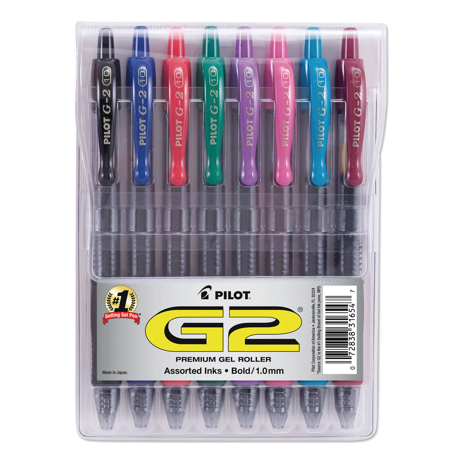 Pilot G2 Premium Retractable Gel Ink Pens - Bold Point - Assorted Ink Colors - 8 Pack