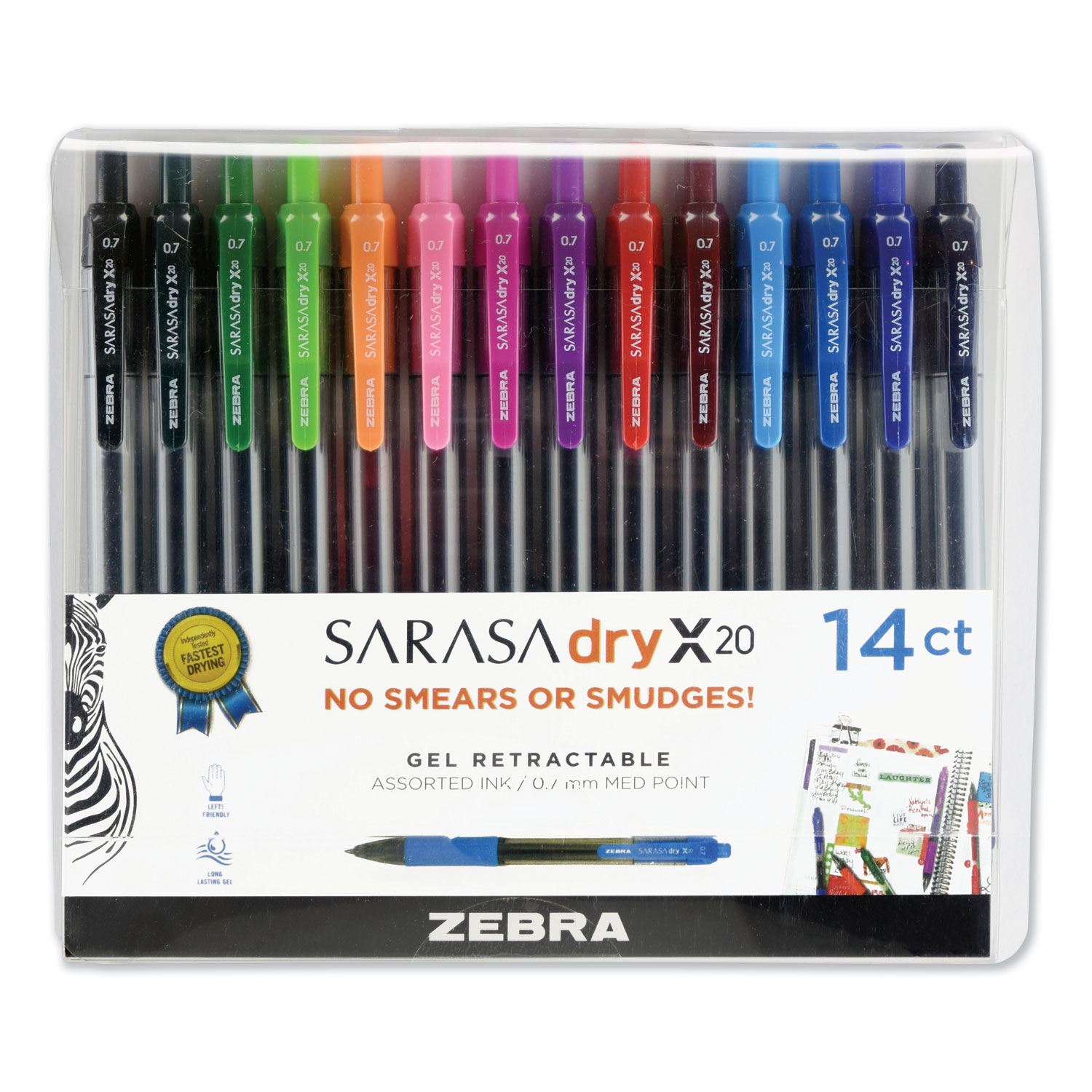 Zebra Gr8 Gel Gel Pens, Black Ink, Retractable, Medium Point (0.7 mm) - 2 pens