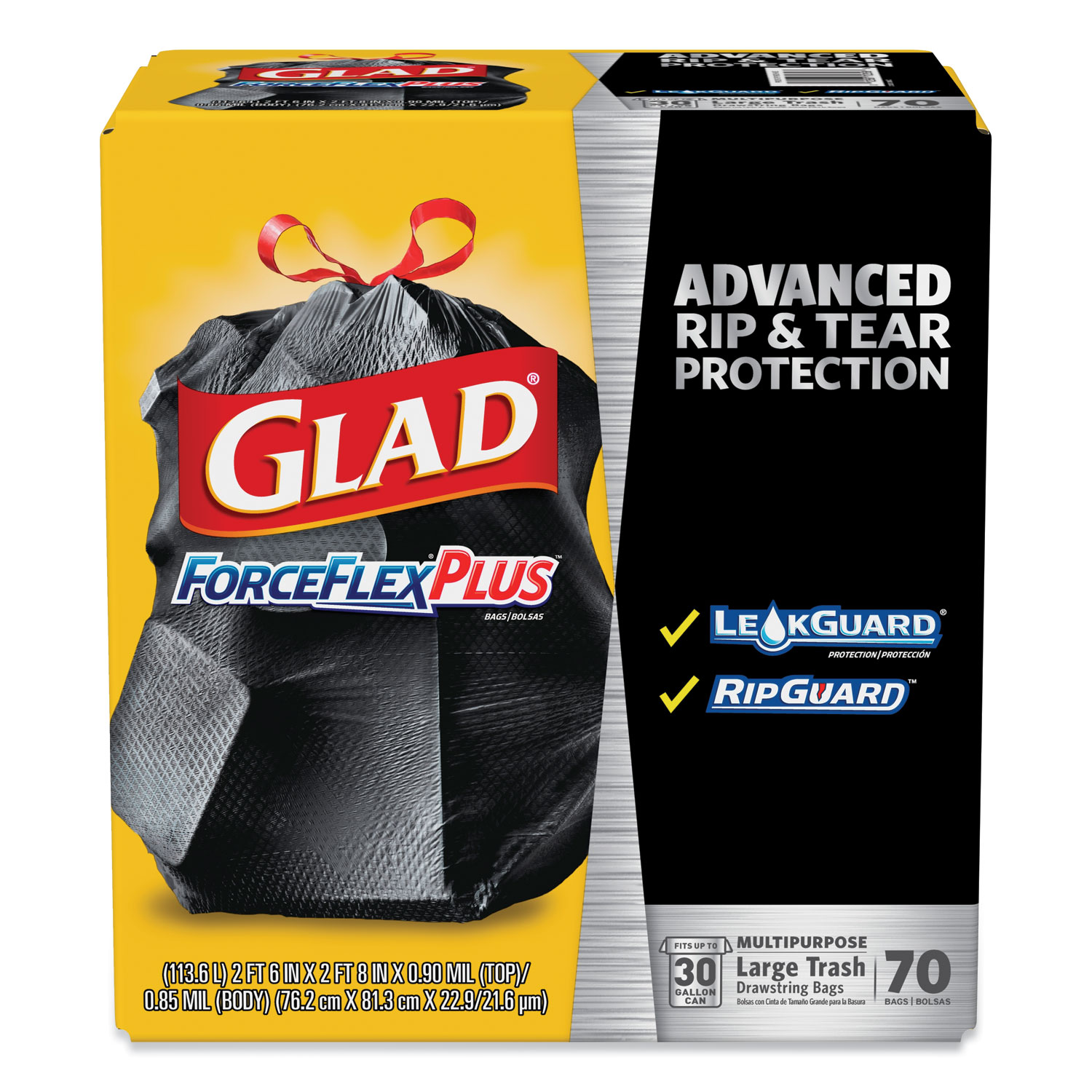 Glad ForceFlex Trash Bag 70 EA/BX