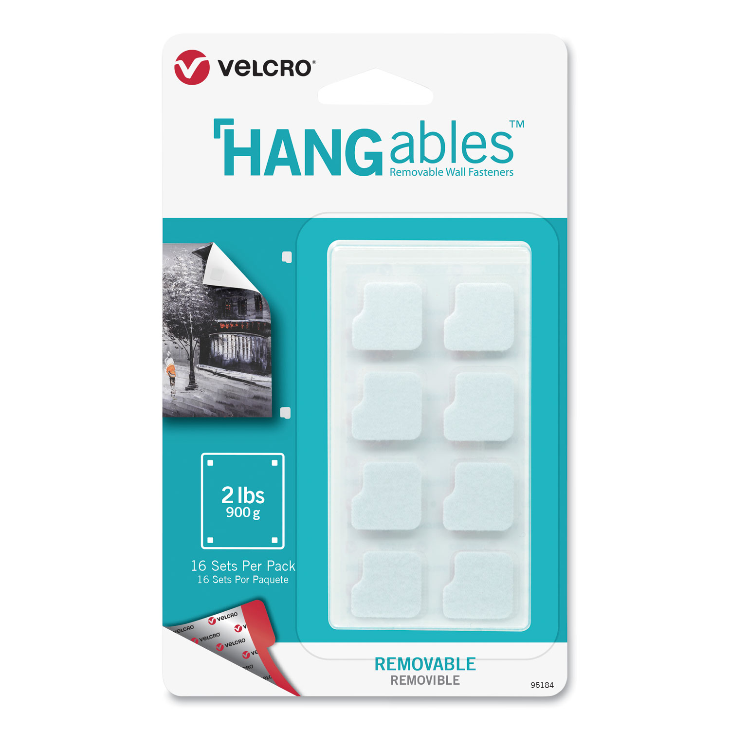 VELCRO Brand HANGables Squares 0.75 White Pack Of 16 Squares - Office Depot