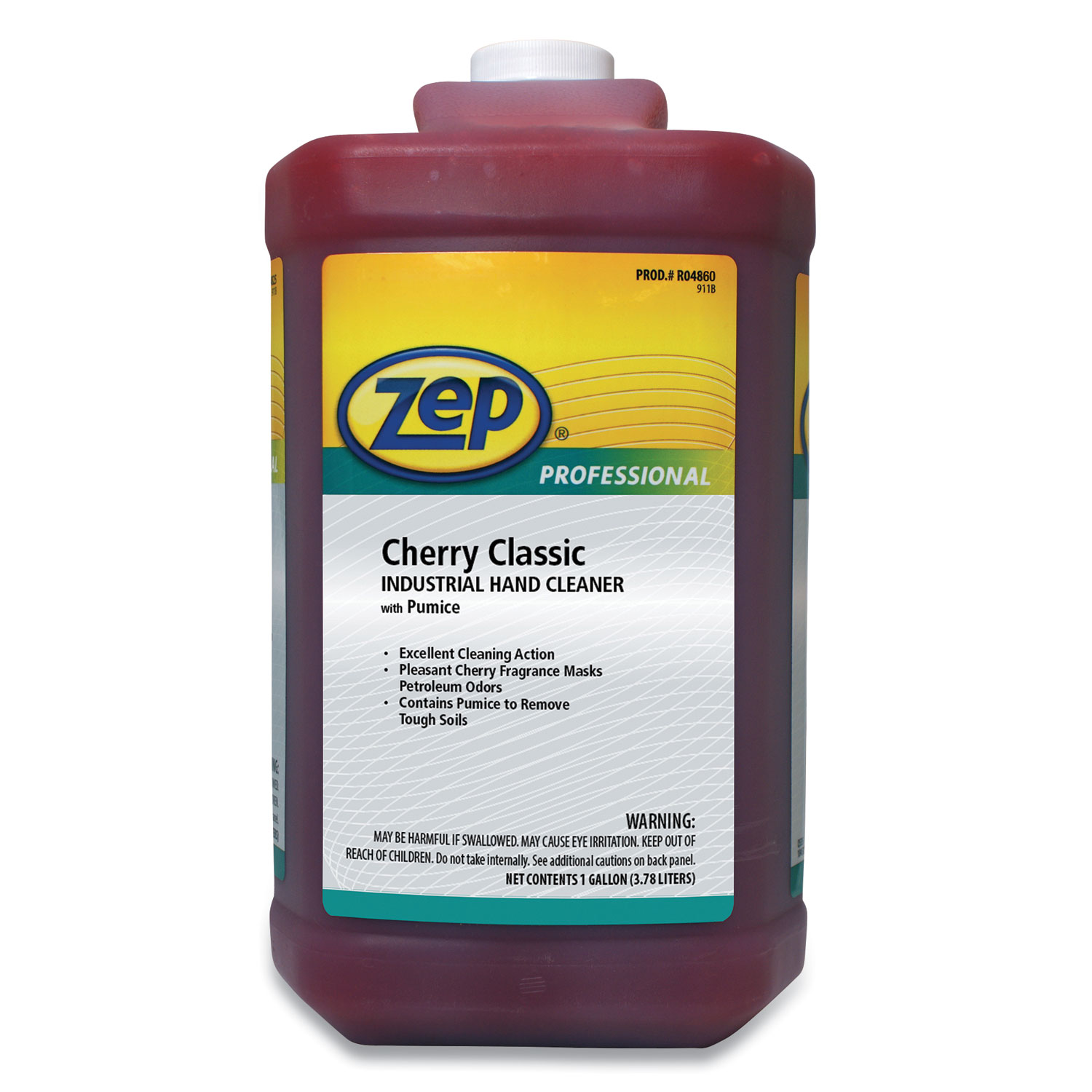 Zep Professional Cherry Industrial Hand Cleaner with Abrasive, Cherry, 1 Gal Bottle, 4/Carton - Zper04860