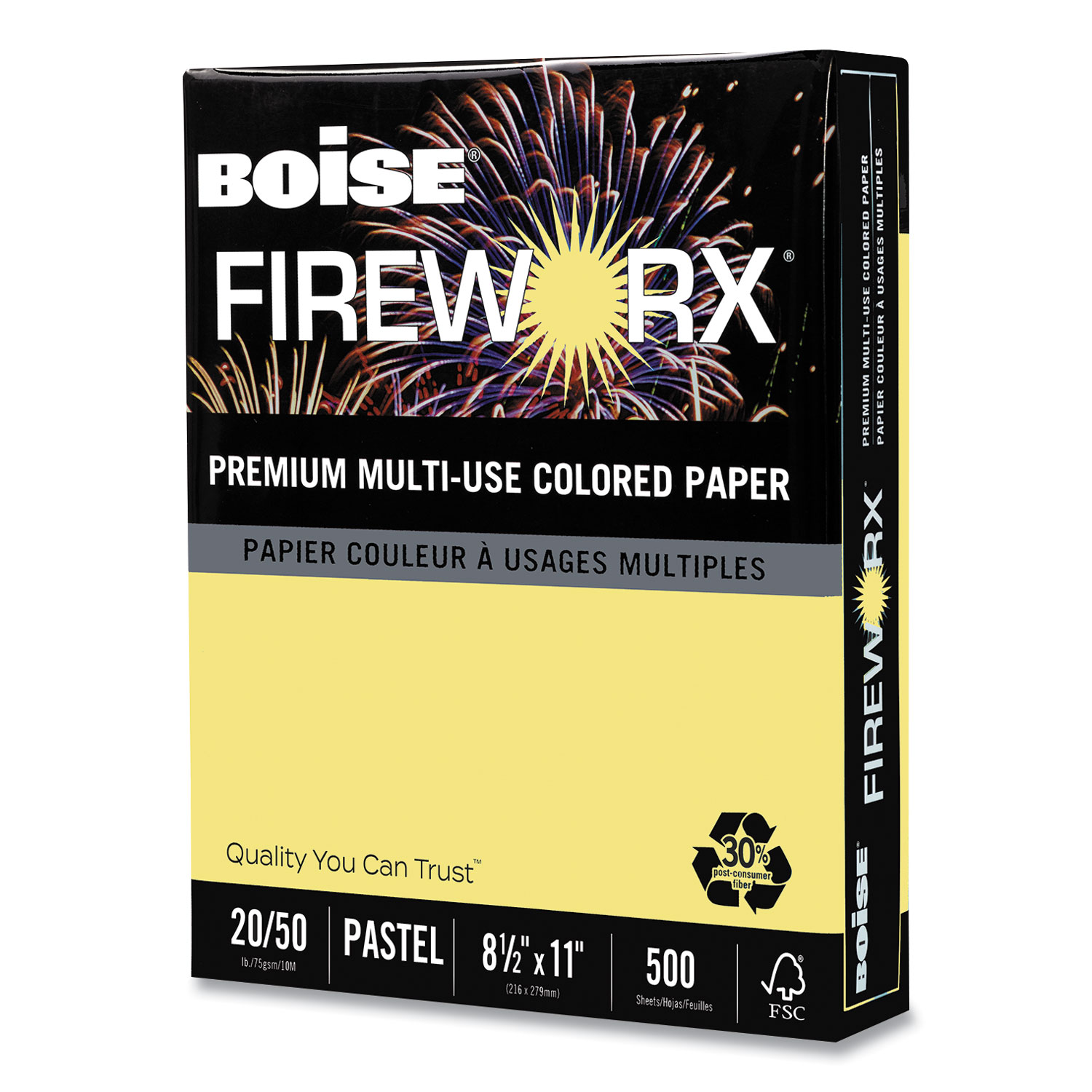 Deluxe Colored Paper, 20 lb Bond Weight, 8.5 x 11, Canary, 500/Ream