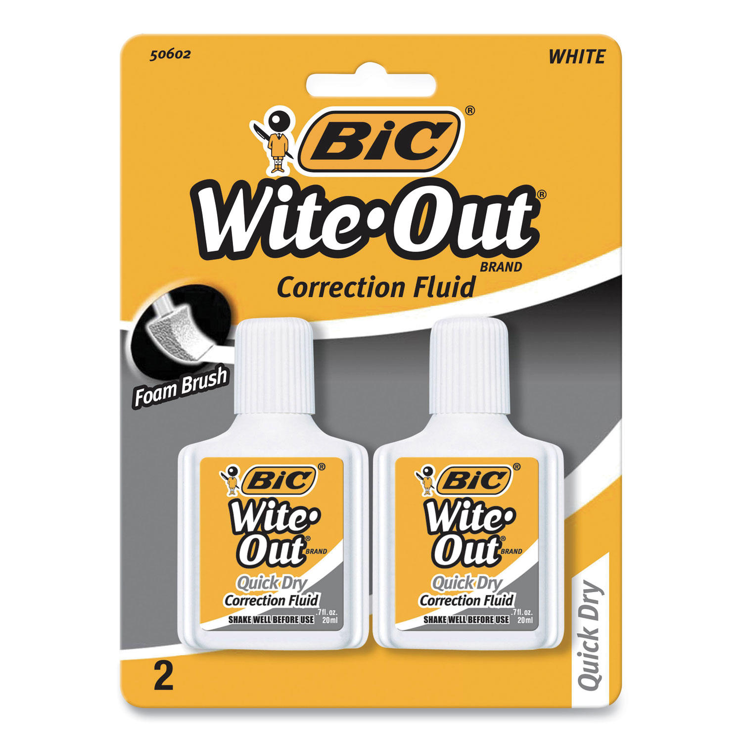 BIC Wite-Out Brand Quick Dry Correction Fluid, 20 ml Bottles, 12-Count