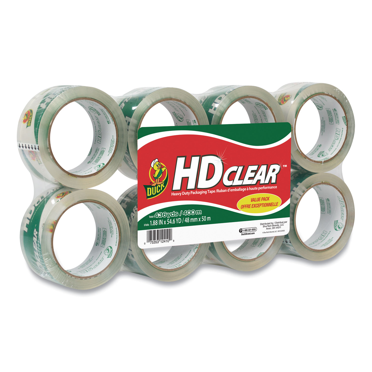 Duck HD Clear Heavy Duty Packaging Tape, 1.88 inch x 109 yds., Clear