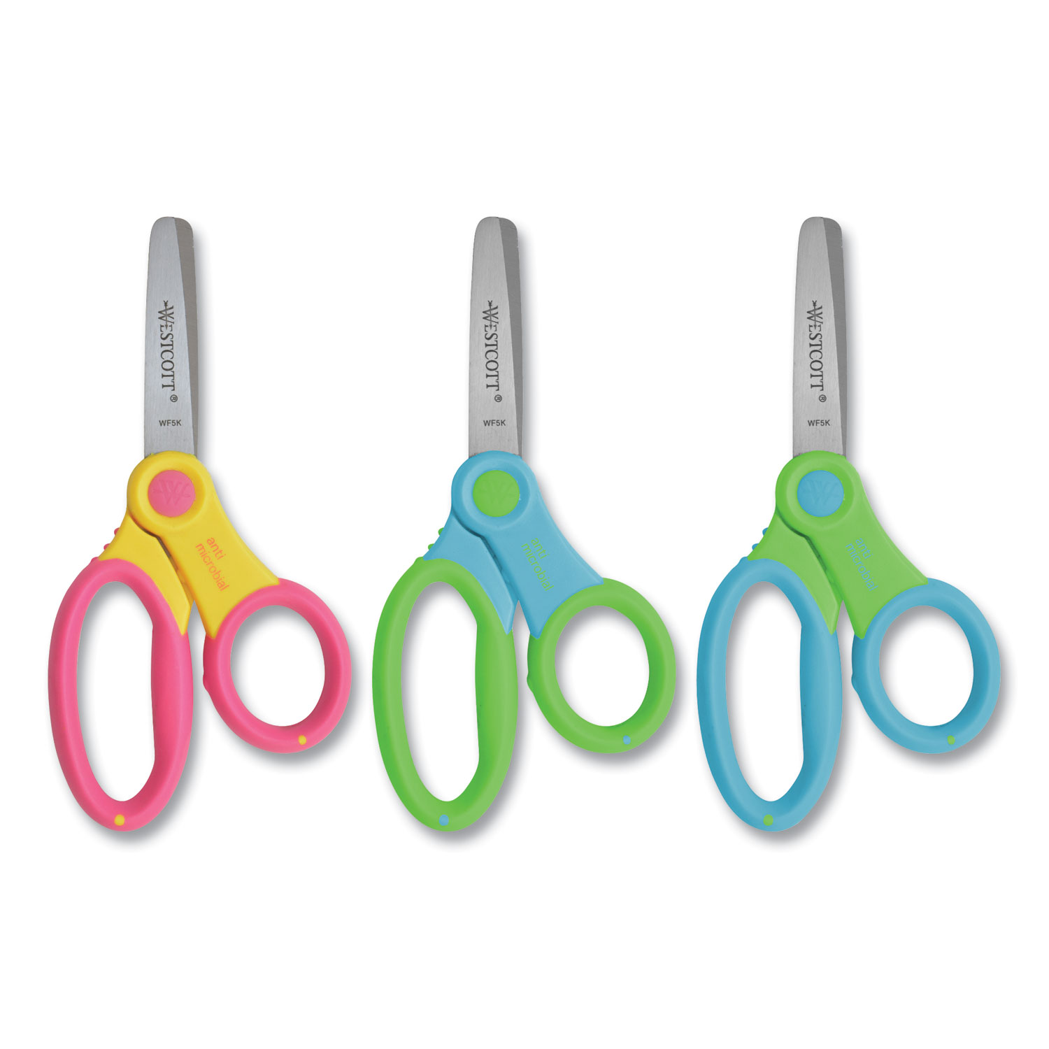 Westcott Soft Handle Kids Scissors, 5 Long, 1 3/4 Cut, Blunt Tip 12 PACK