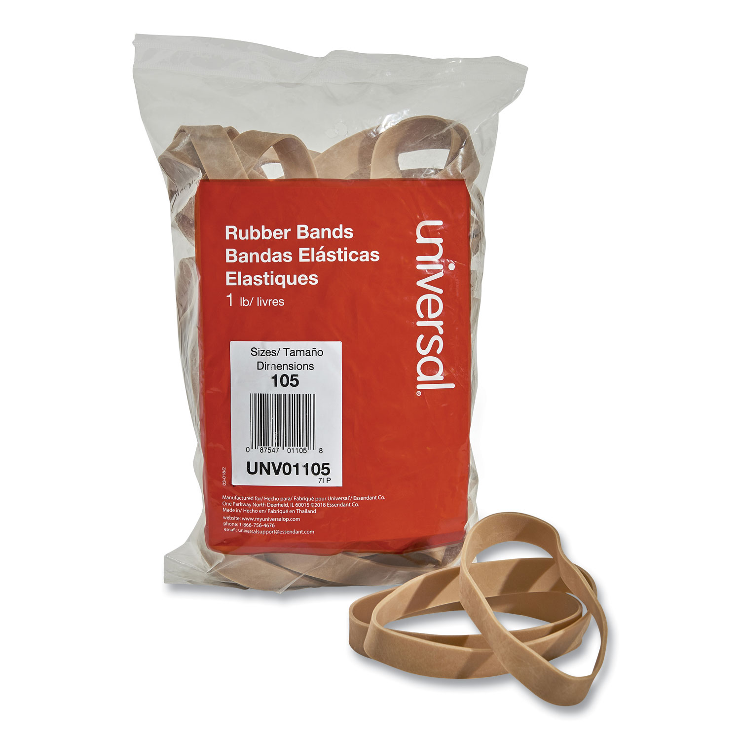 Universal Rubber Bands Size 105 5 x 5/8 55 Bands/1lb Pack