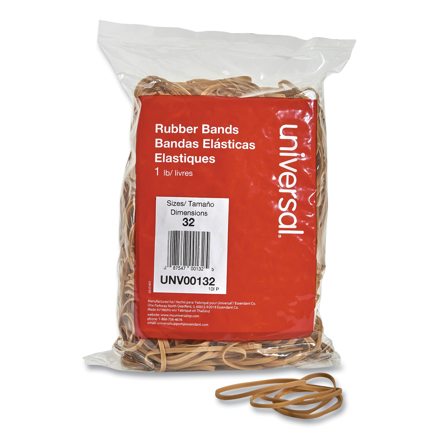 Universal UNV00432 0.04 in. Gauge Size 32 Rubber Bands - Beige (205/Pack)