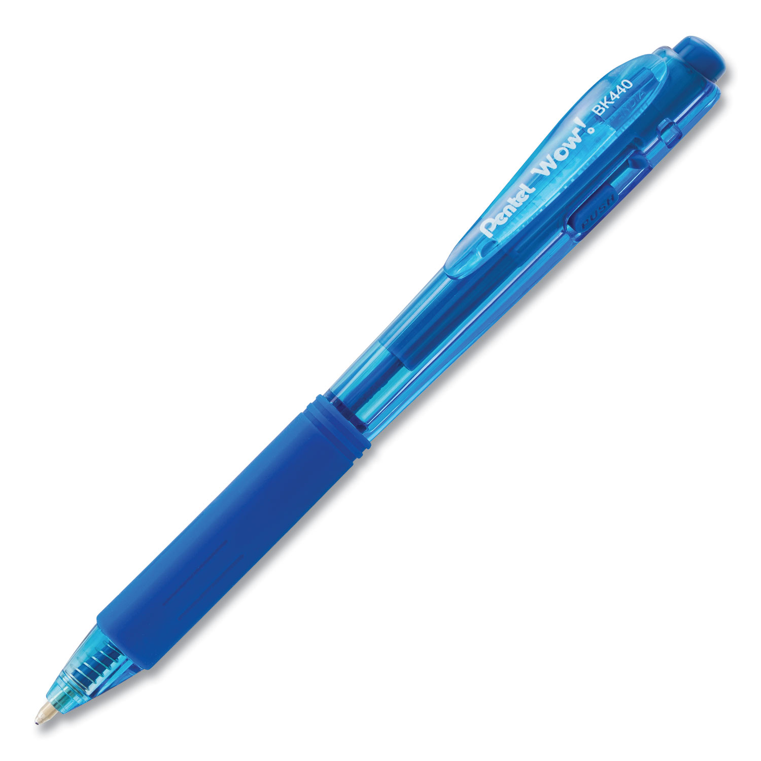 WOW! Ballpoint Pen, Retractable, Medium 1 mm, Blue Ink, Translucent Blue/Blue Barrel, Dozen WOW! Ballpoint Pen, Retractable, Medium 1 mm, Blue Ink, Translucent Blue/Blue Barrel, Dozen
