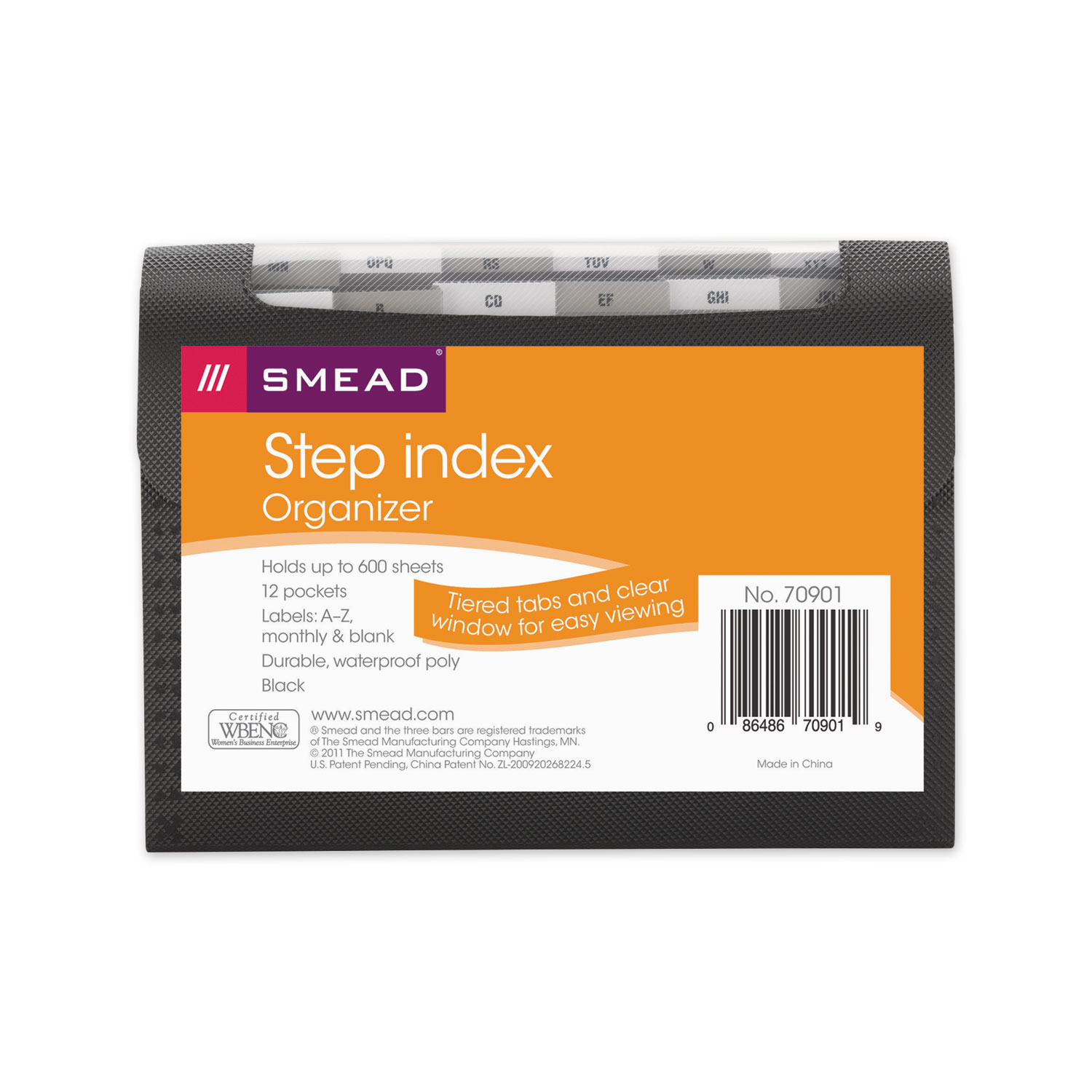 Step Index Organizer, 12 Sections, Cord/Hook Closure, 1/6-Cut Tabs, Letter Size, Black Step Index Organizer, 12 Sections, Cord/Hook Closure, 1/6-Cut Tabs, Letter Size, Black