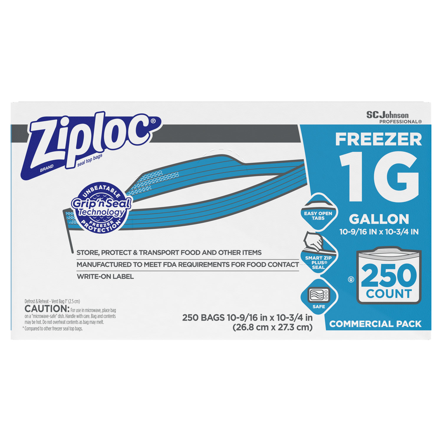 Ziploc Double-Zipper Freezer Bags, Clear, 1 gallon - 250 count